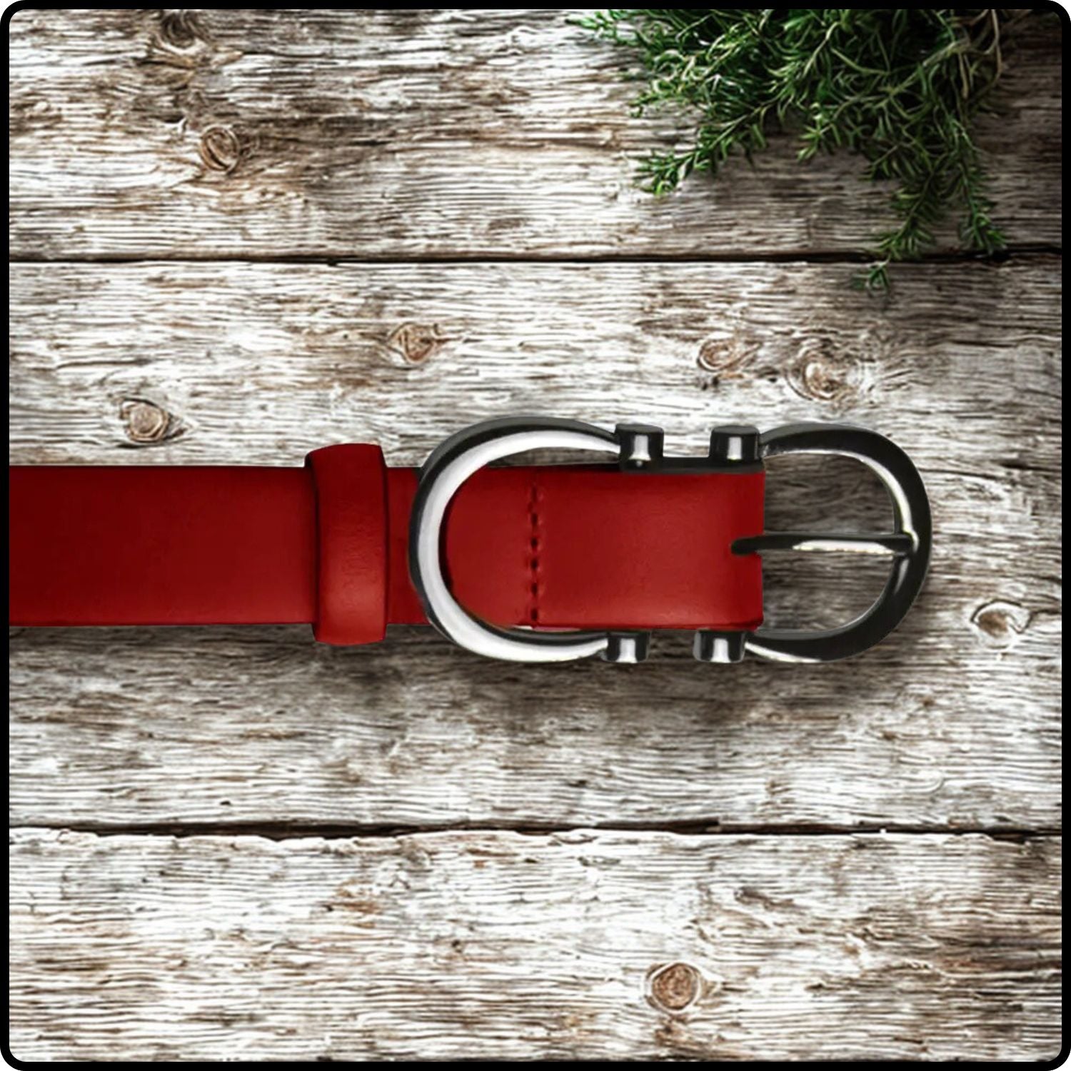 Feature Buckle Red Leather Belt - FSB10