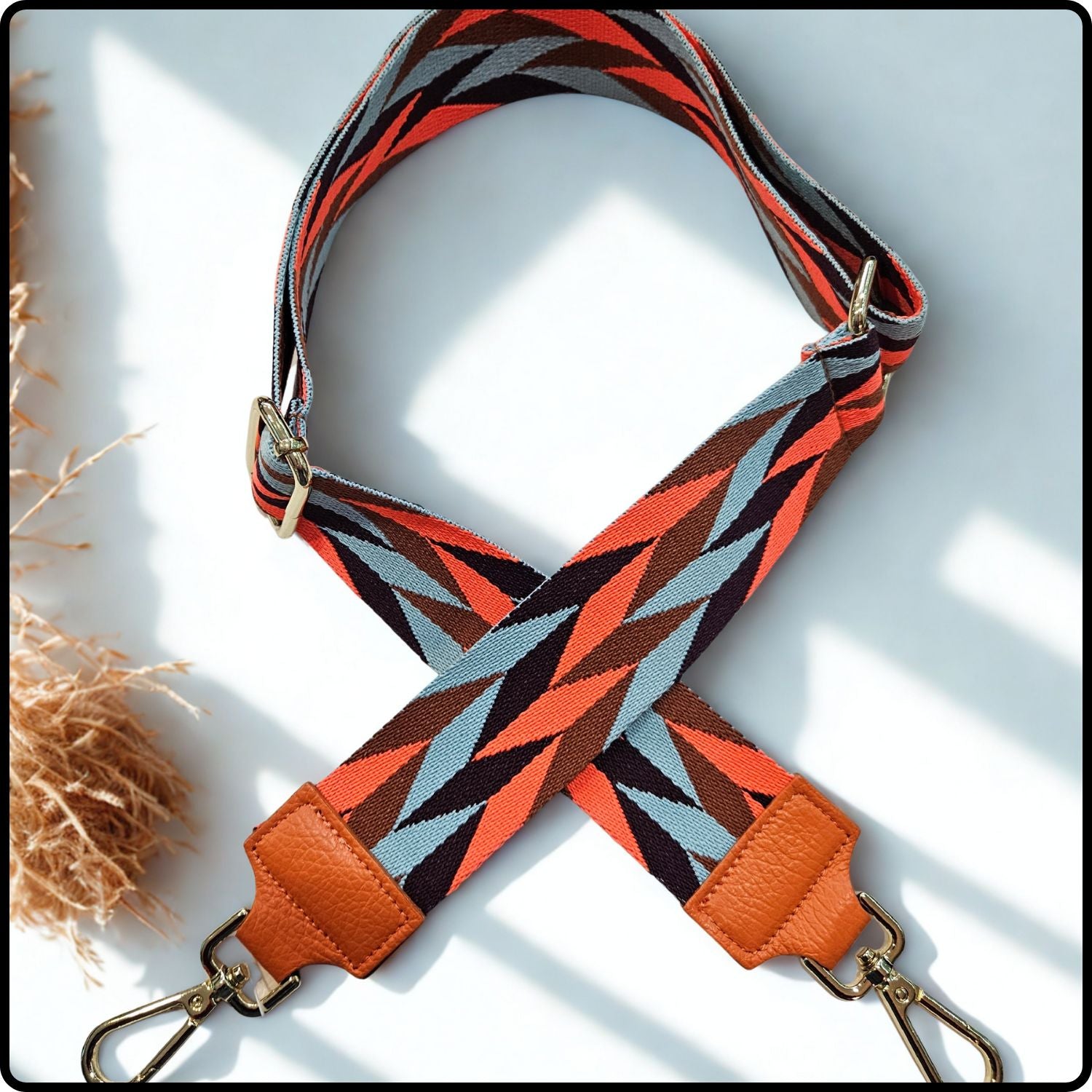 Canvas Bag Strap - BS002-RHOMBUS ORANGE