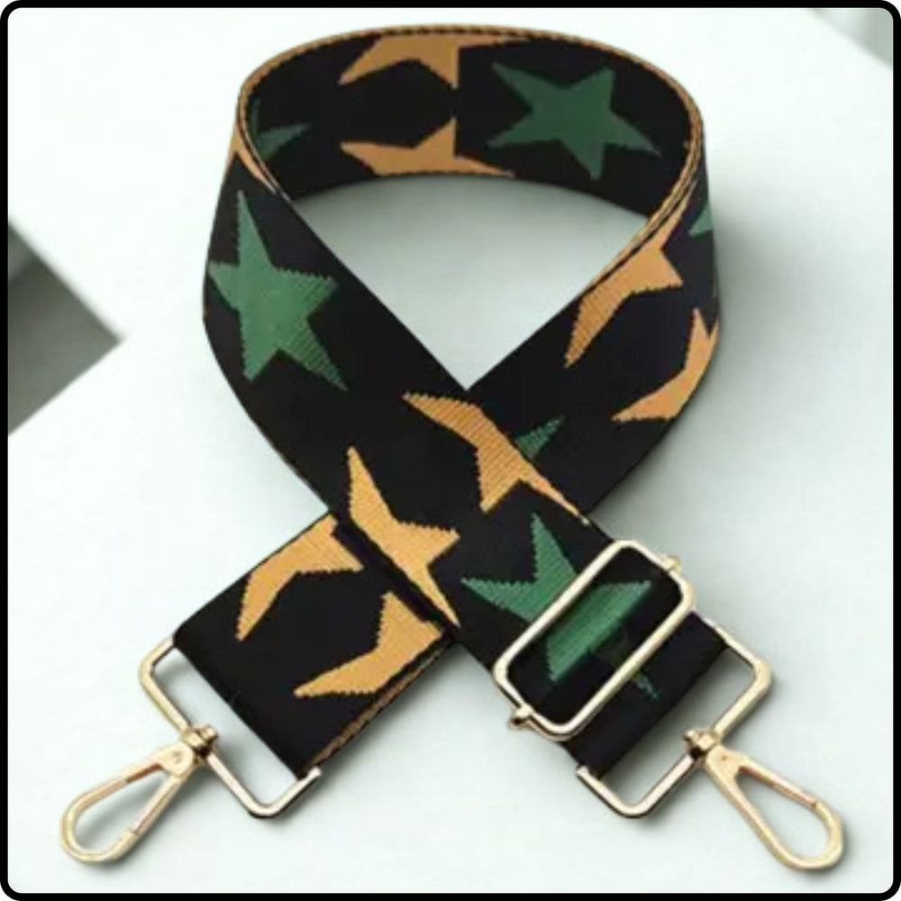 Canvas Bag Strap STAR 5CM - GBS-BLACK/GREEN