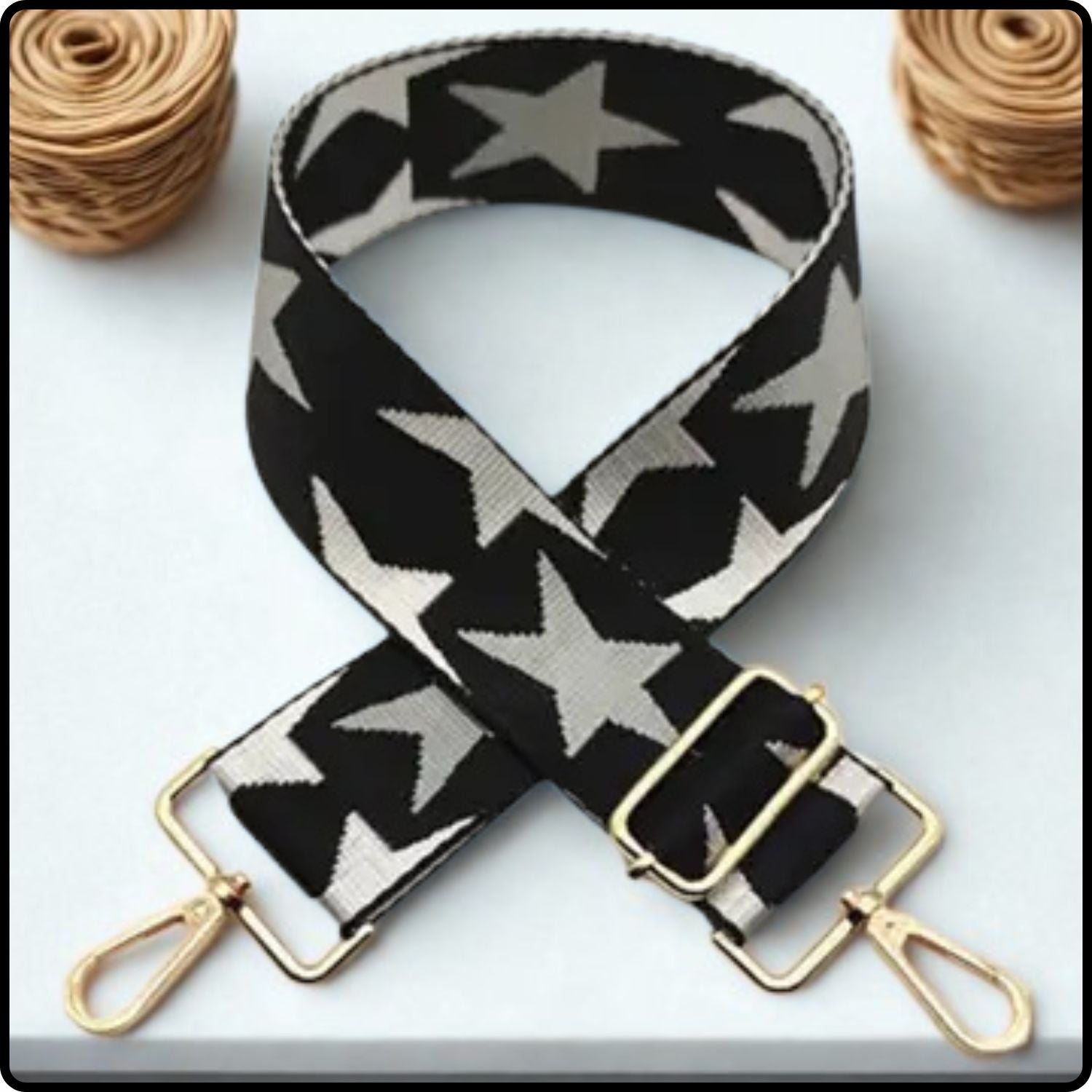 Canvas Bag Strap STAR 5CM - GBS-BLACK/GREY