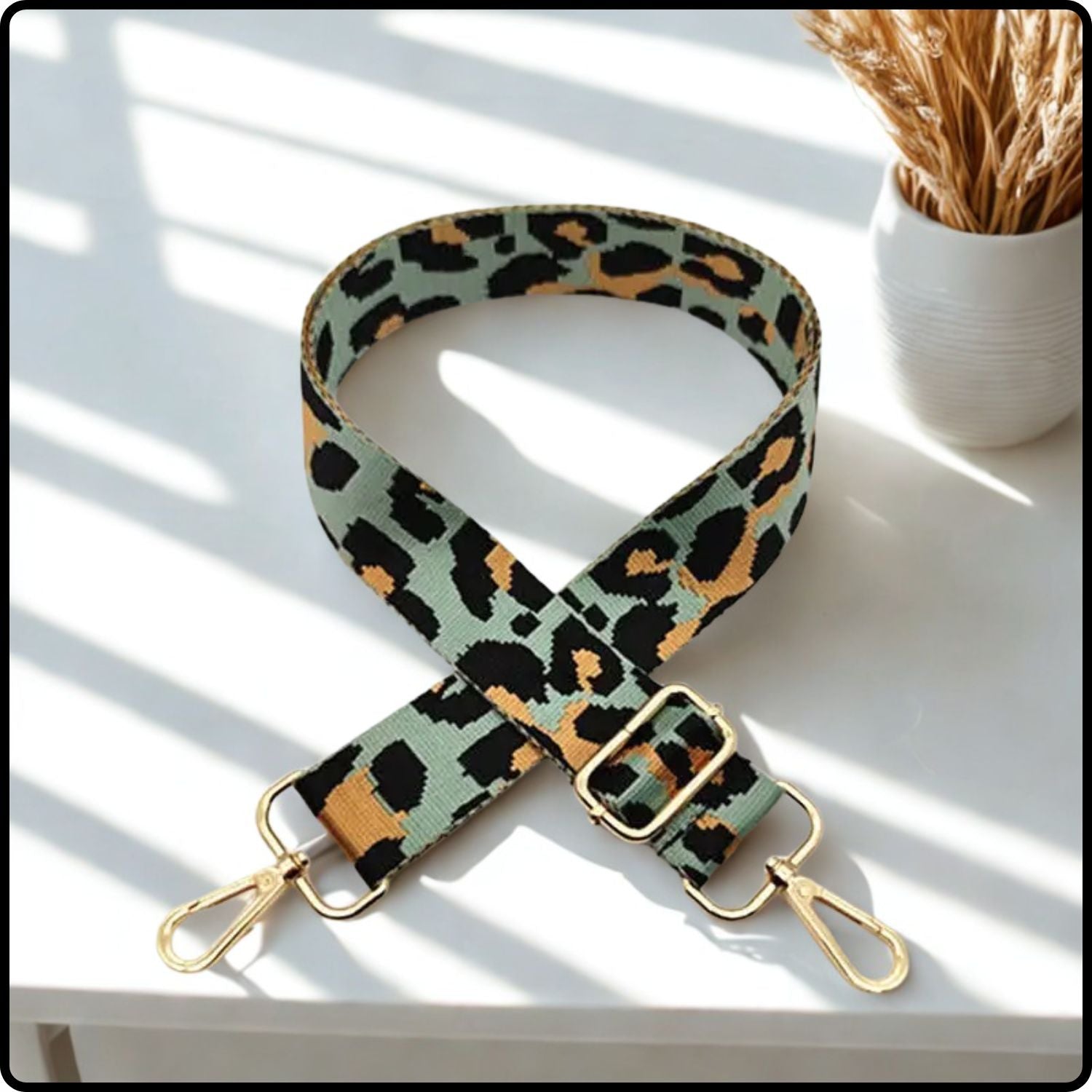 Canvas Bag Strap 3.8CM Leopard - GBS-PISTACHIO