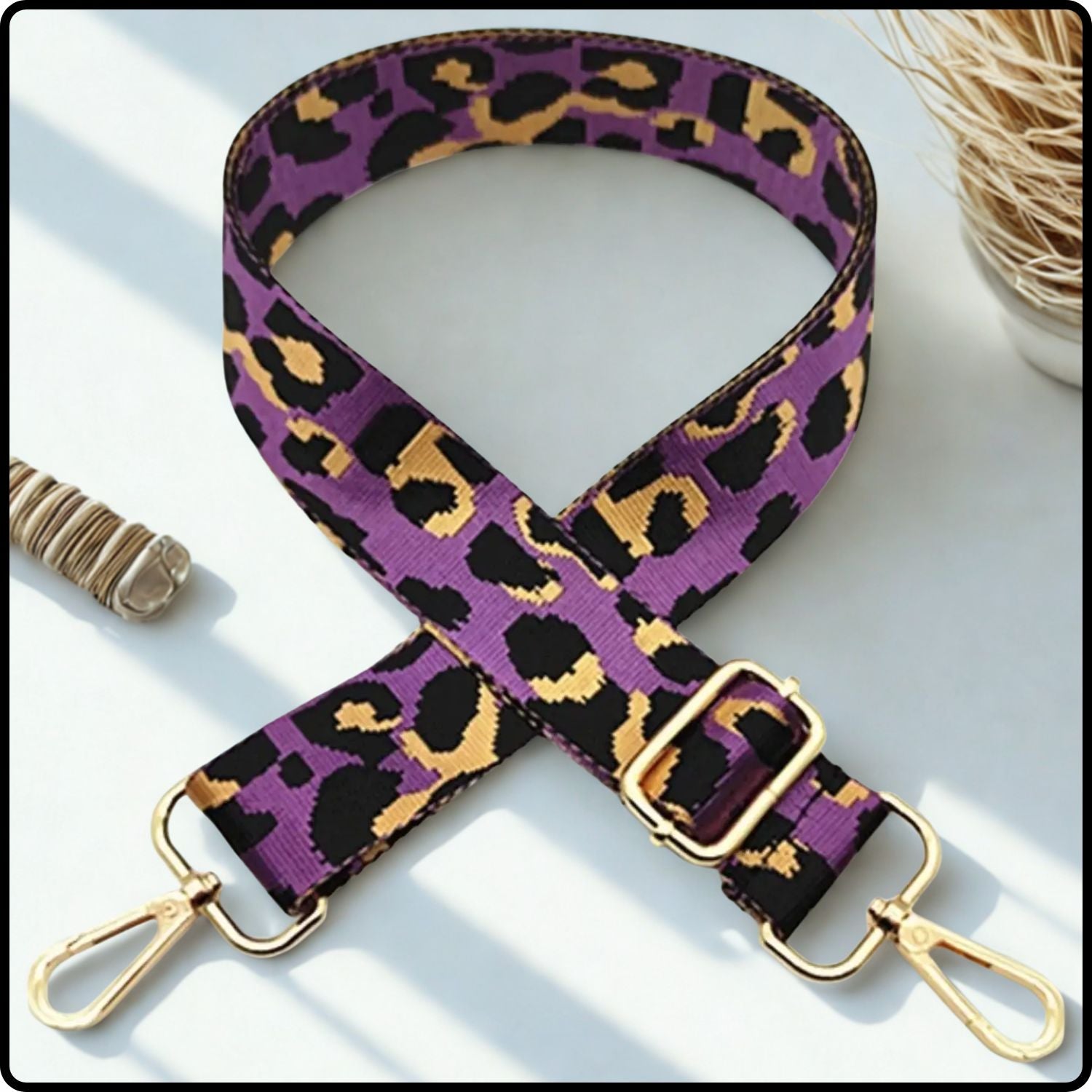 Canvas Bag Strap 3.8CM Leopard - GBS-PURPLE