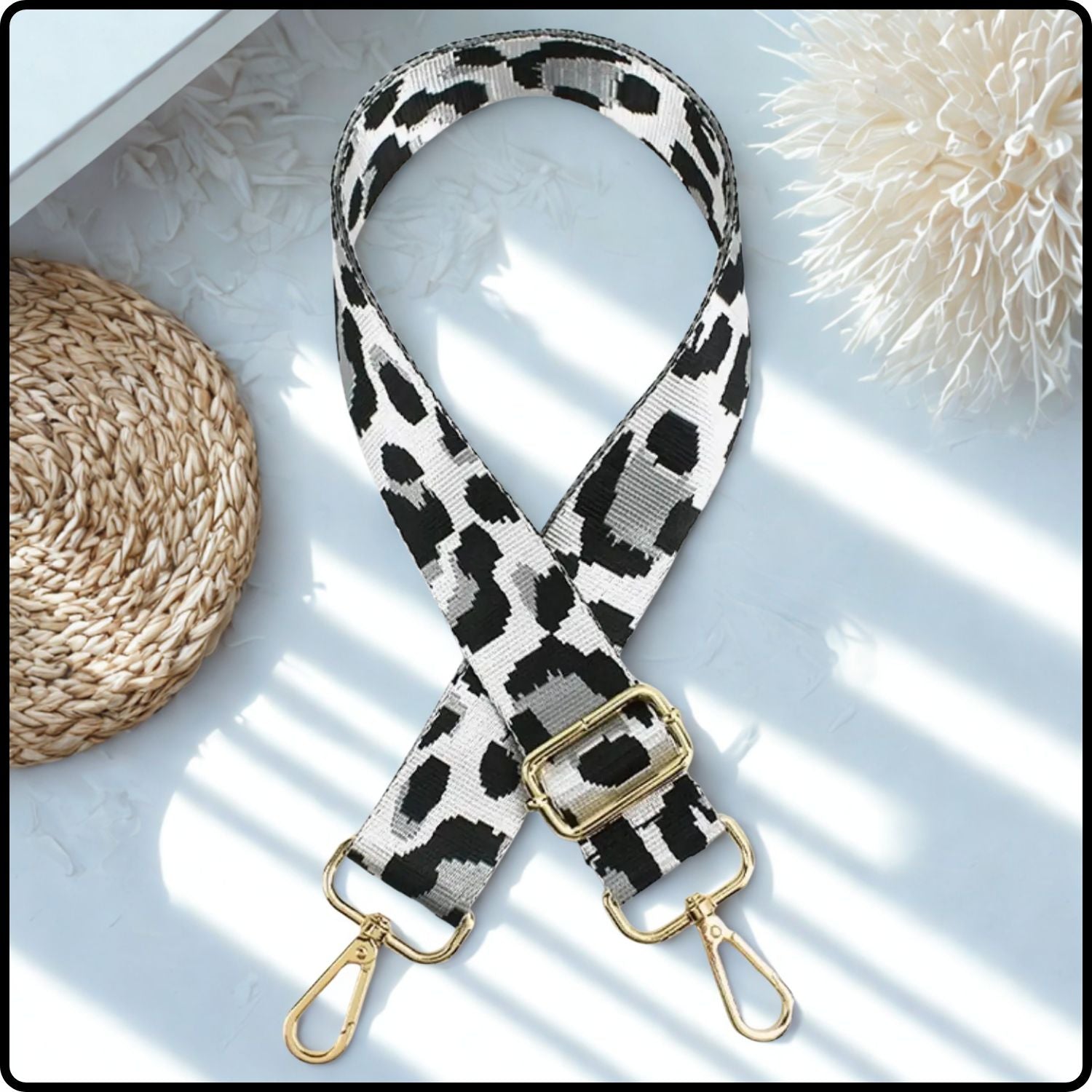 Canvas Bag Strap 3.8CM Leopard- GBS-SILVER