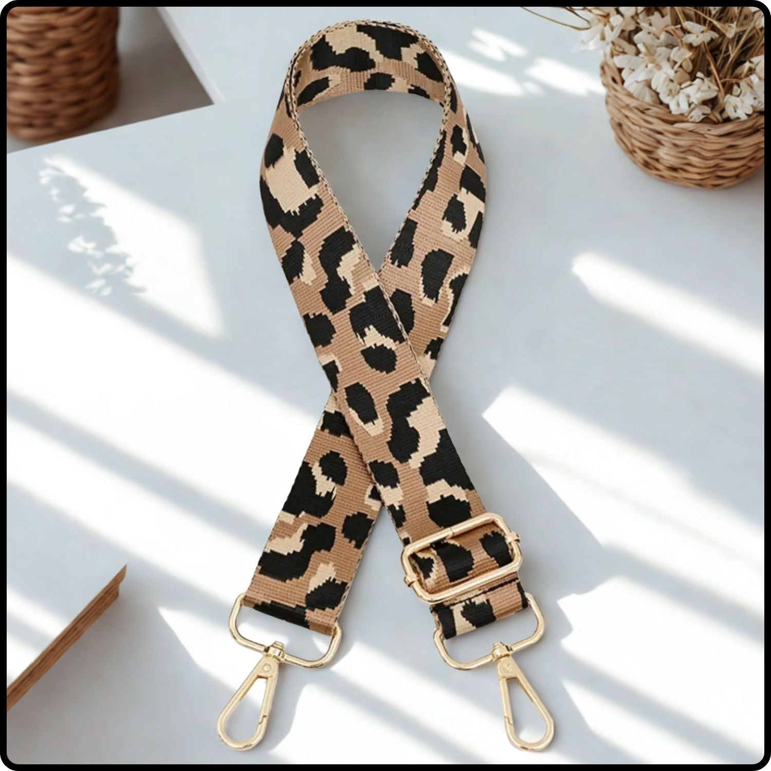 Canvas Bag Strap 3.8CM Leopard - GBS-TAUPE