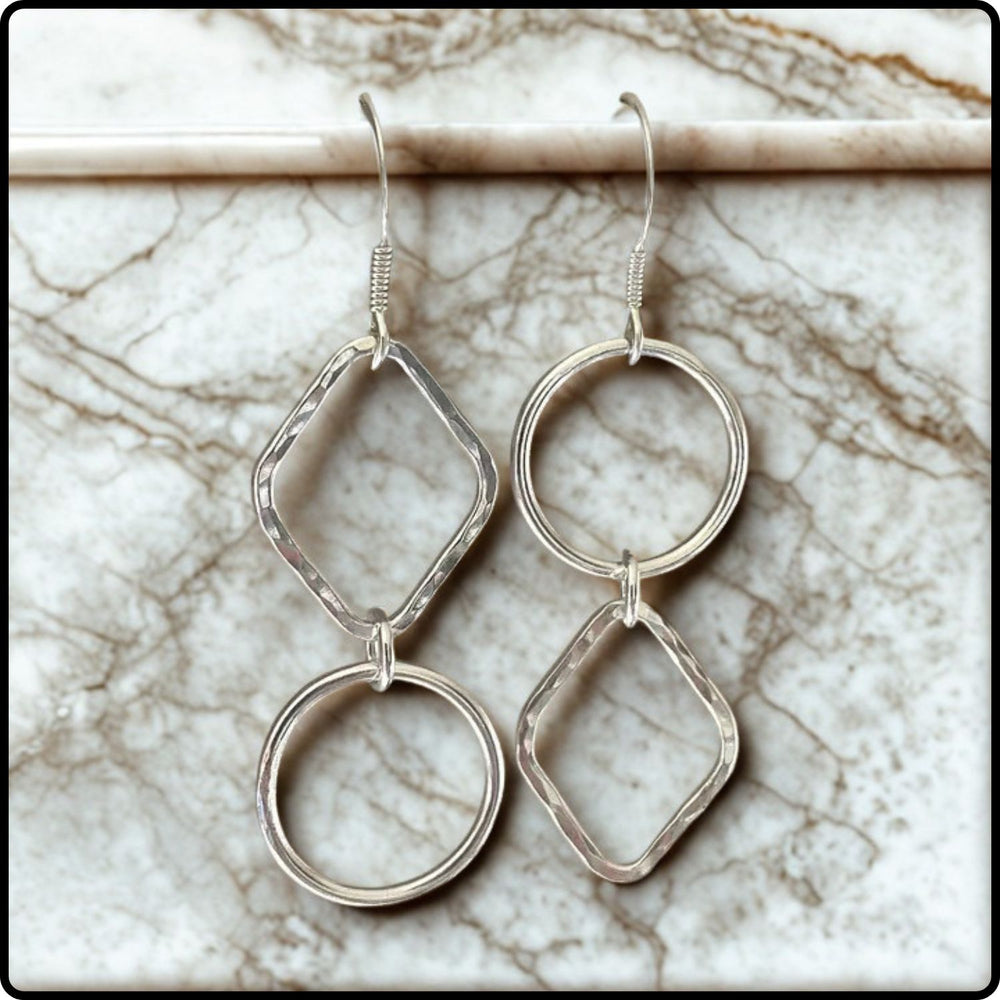 Sterling Silver Mismatched Asymmetrical Earrings-VER-MMS