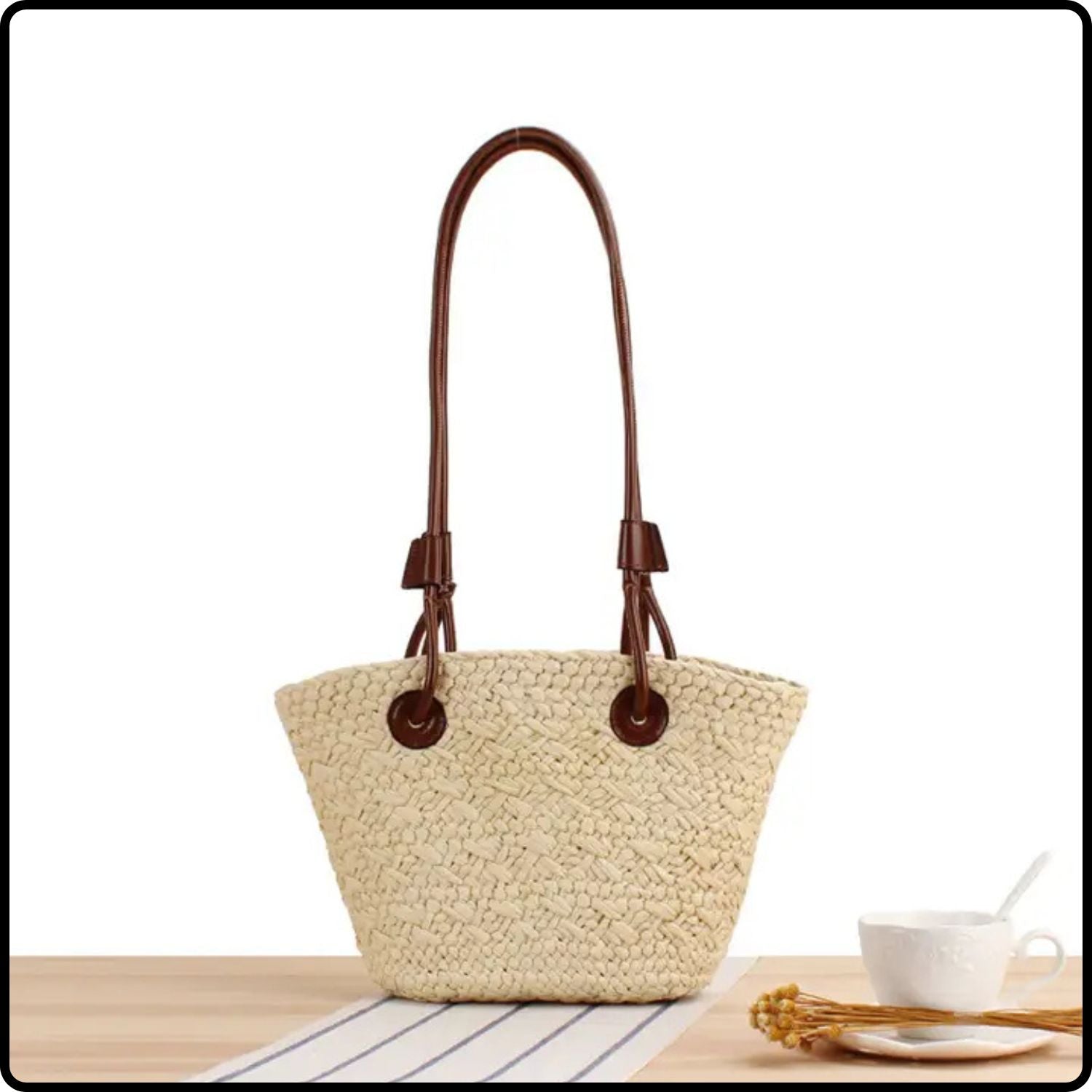 Straw Basket Bag-STB-Beige