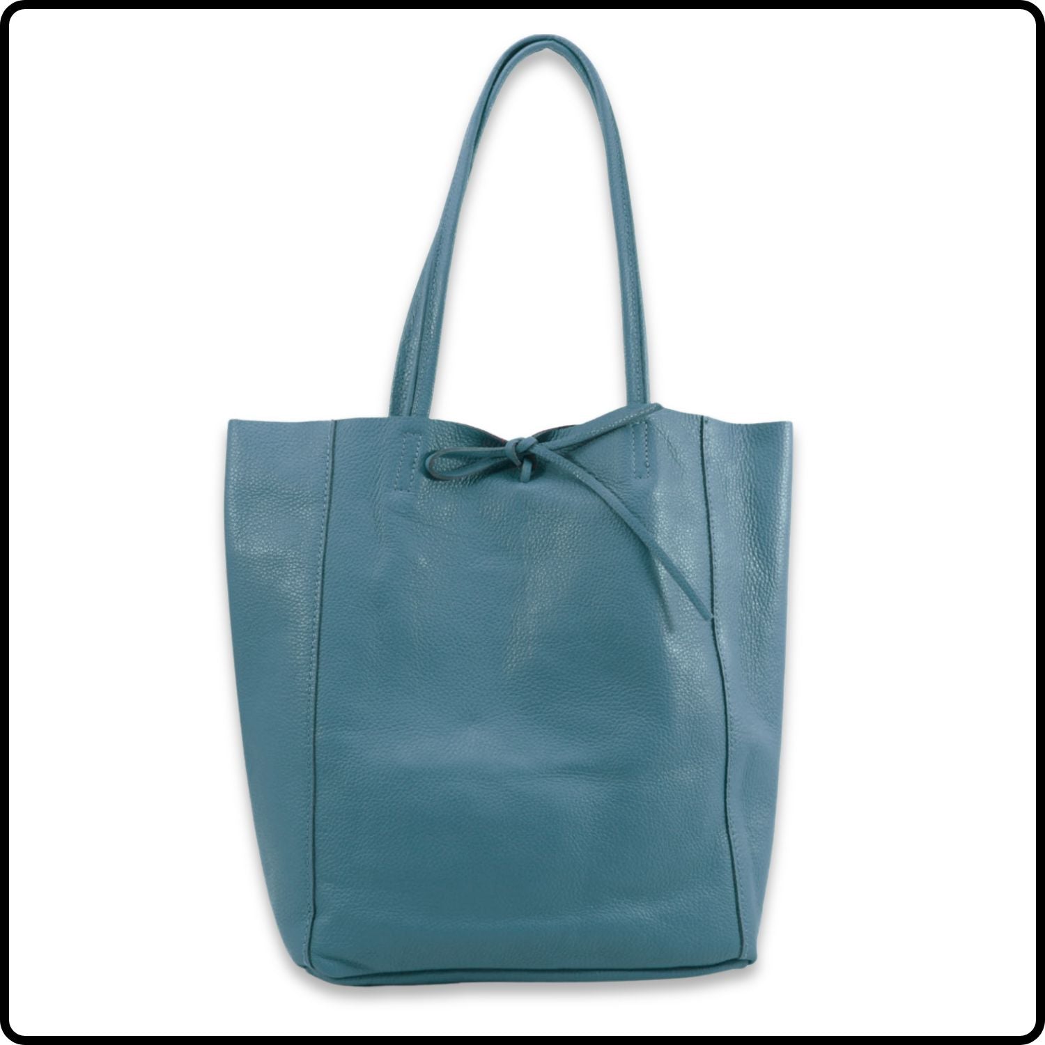 Pebbled Leather Tote Bag - PL215-DARK TEAL