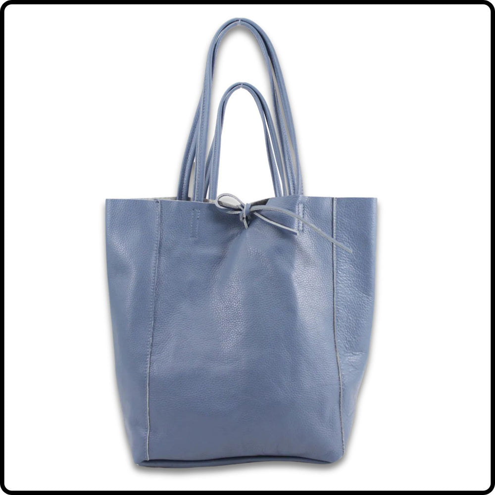 Pebbled Leather Tote Bag - PL215-DENIM BLUE