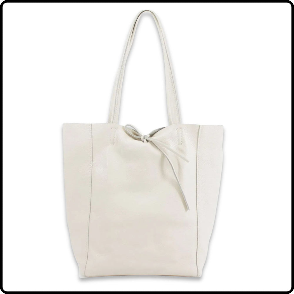 Pebbled Leather Tote Bag - VP8102-BEIGE