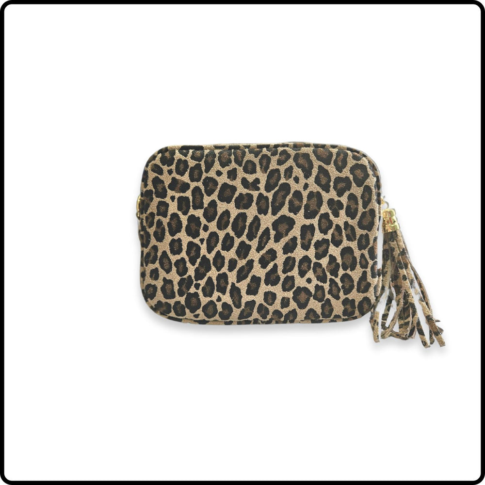 Leather Cross Body Bag Tassel- PS233-LEOPARD