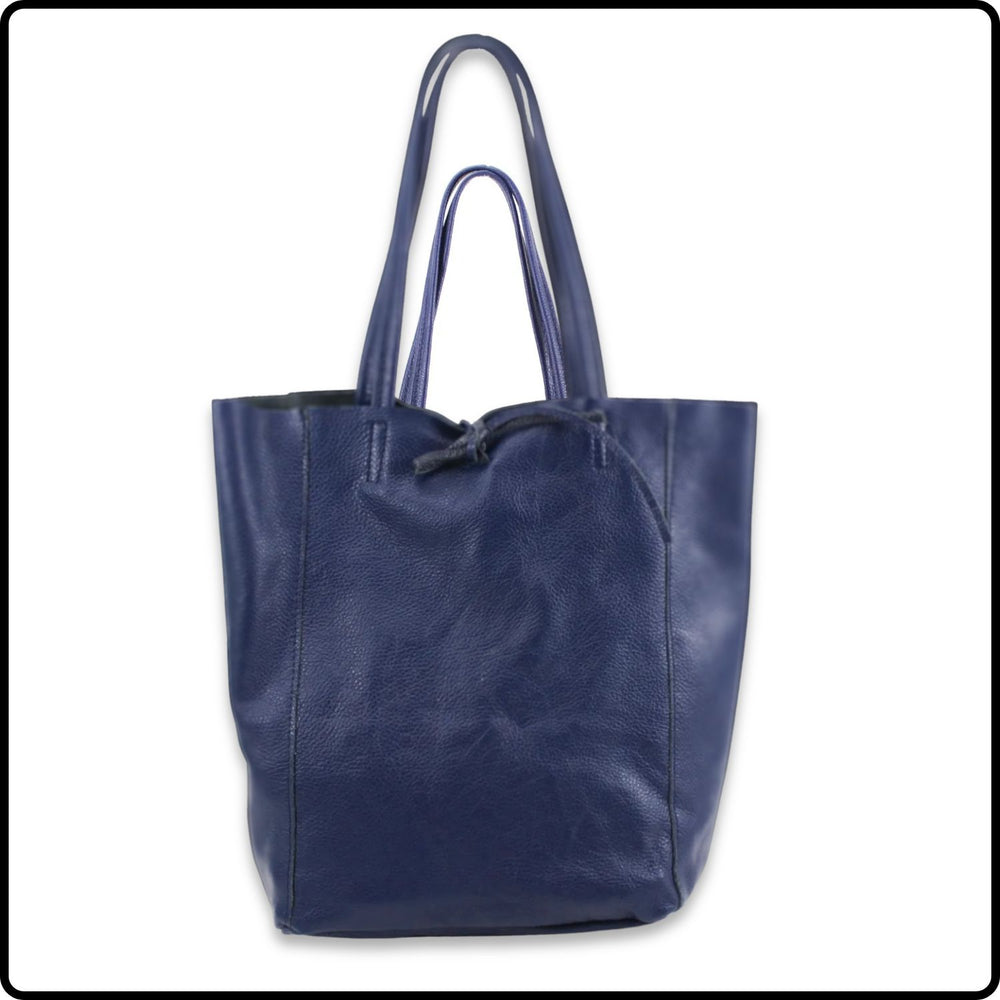 Pebbled Leather Tote Bag - PL215-NAVY