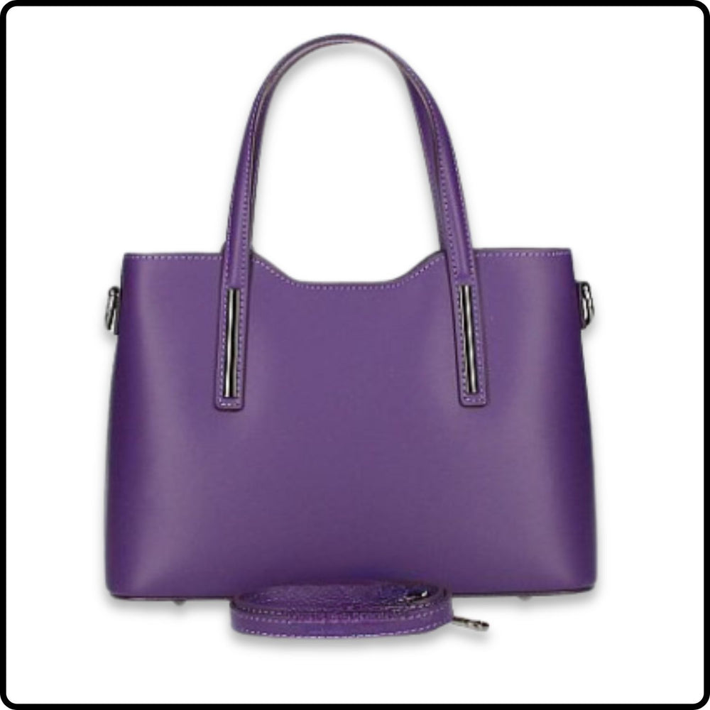 Soft Leather Double Compartment Handbag - M9018/VL-PURPLE