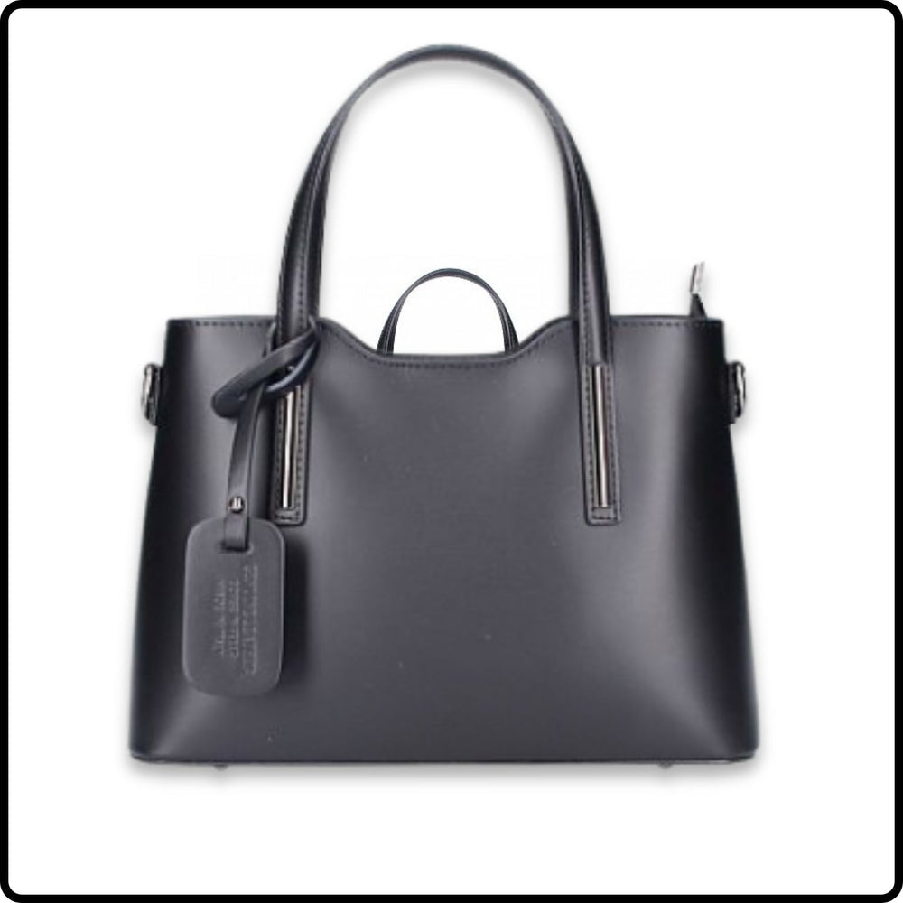 Soft Leather Double Compartment Handbag - M9018/NE-BLACK