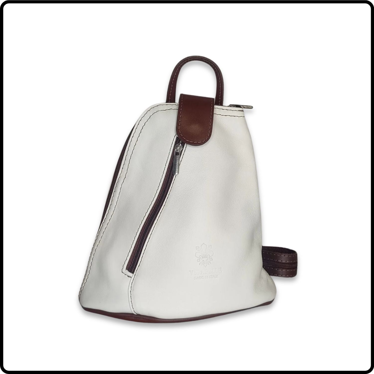 Small Soft Leather Backpack - VPB14-BEIGE/BROWN