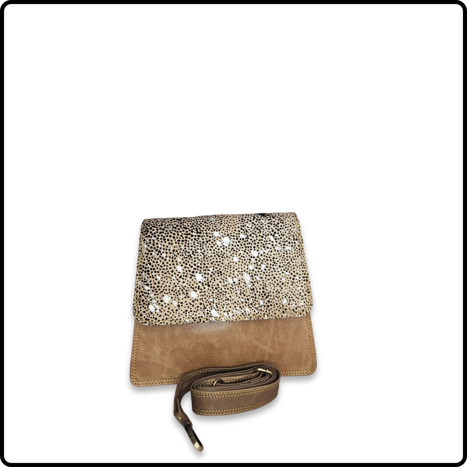 Handmade Recycled Leather Multicoloured Handbag-VYA-TAUPE