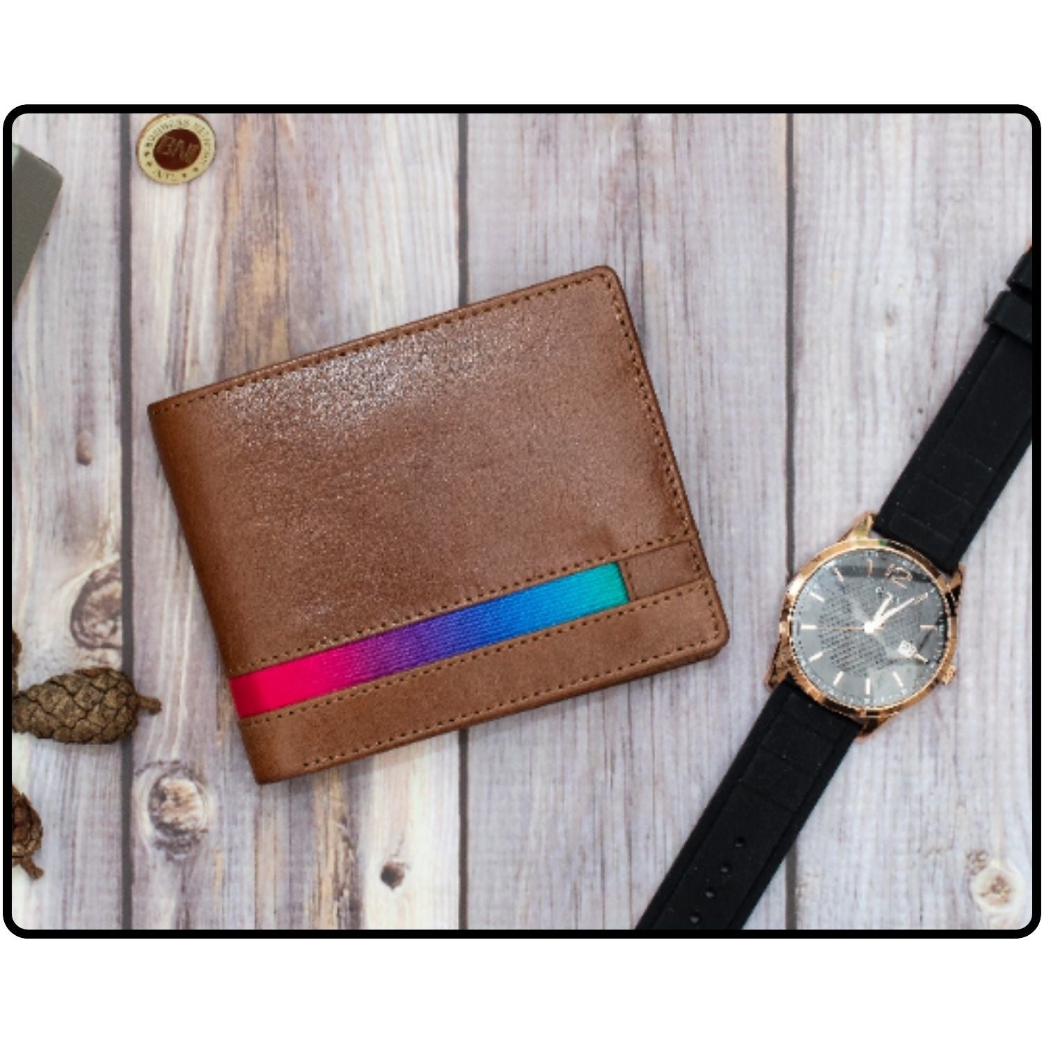 LGBT Pride Bifold Leather Wallet-LGBT01/Brown