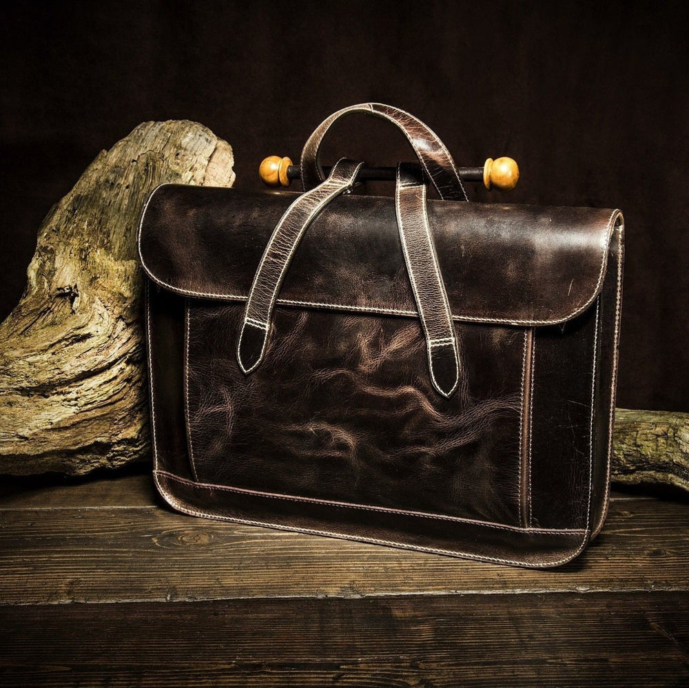 Leather Laptop/Messenger Bag/English Elm-Brown