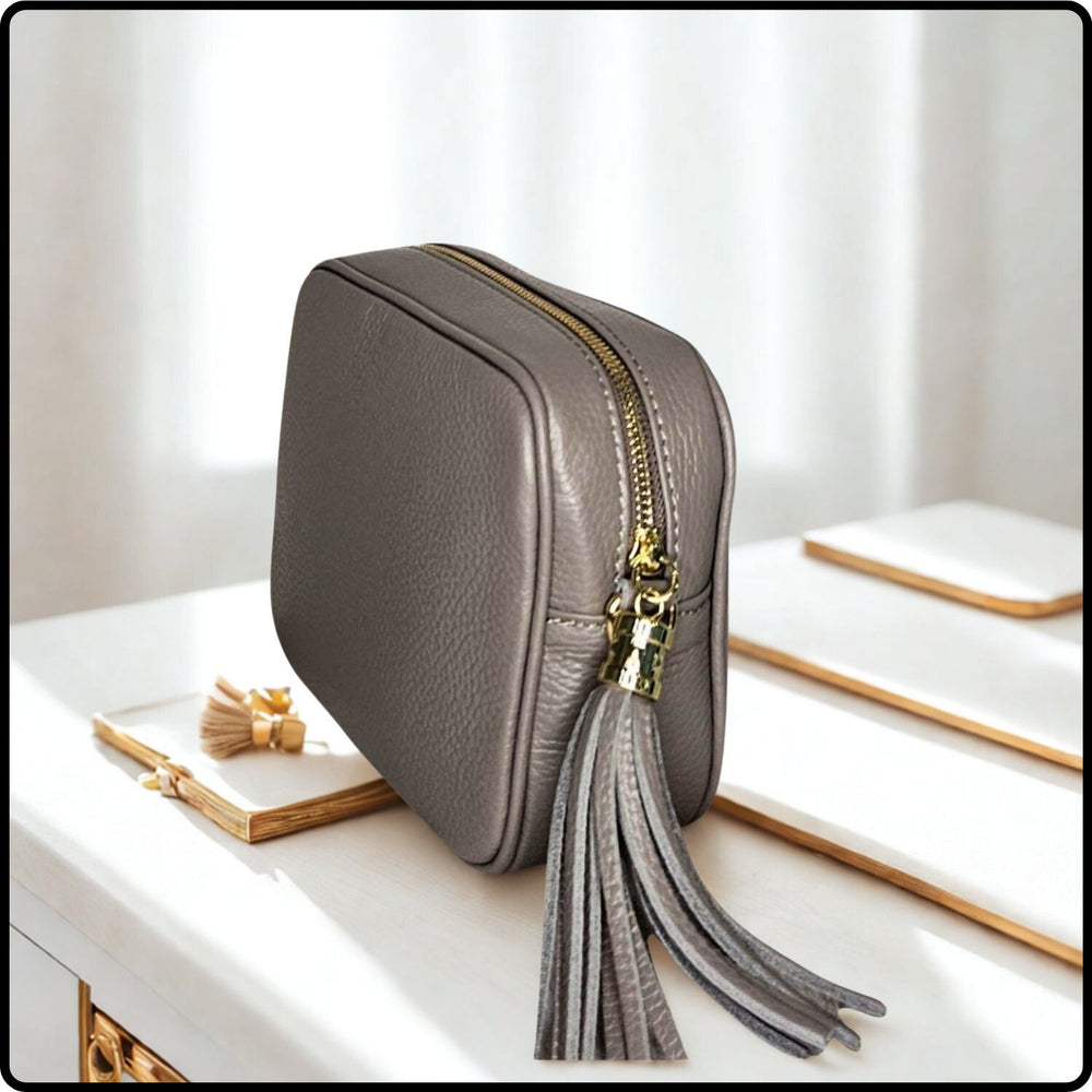 Leather Cross Body Bag Tassel- PS233-CINDER