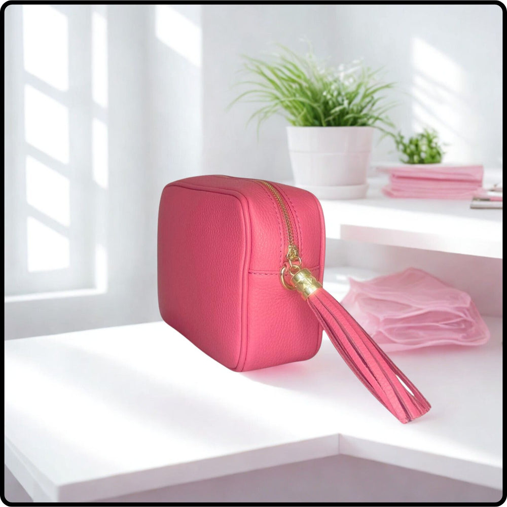 Leather Cross Body Bag Tassel- PS233-CORAL