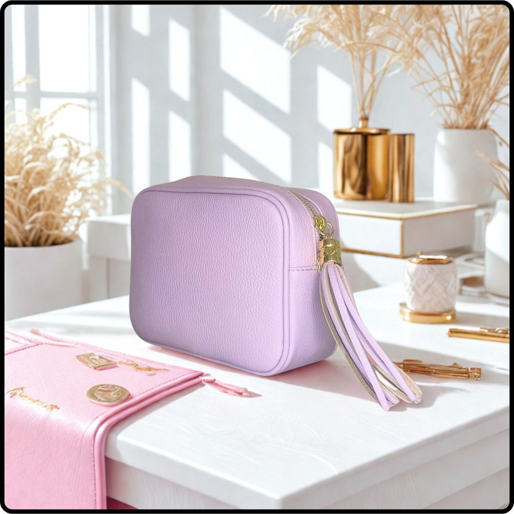Leather Cross Body Bag Tassel- PS233-LILAC
