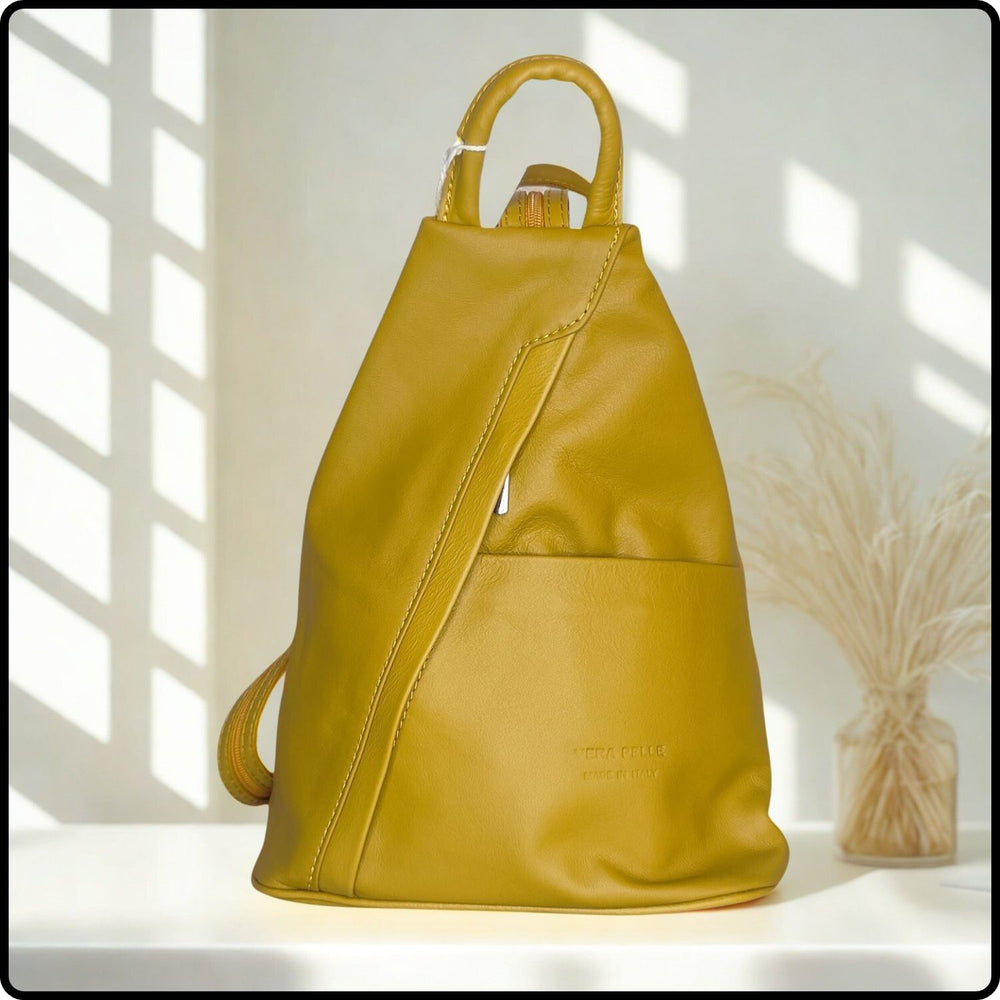 Large Soft Leather Backpack - VPR244-MUSTARD