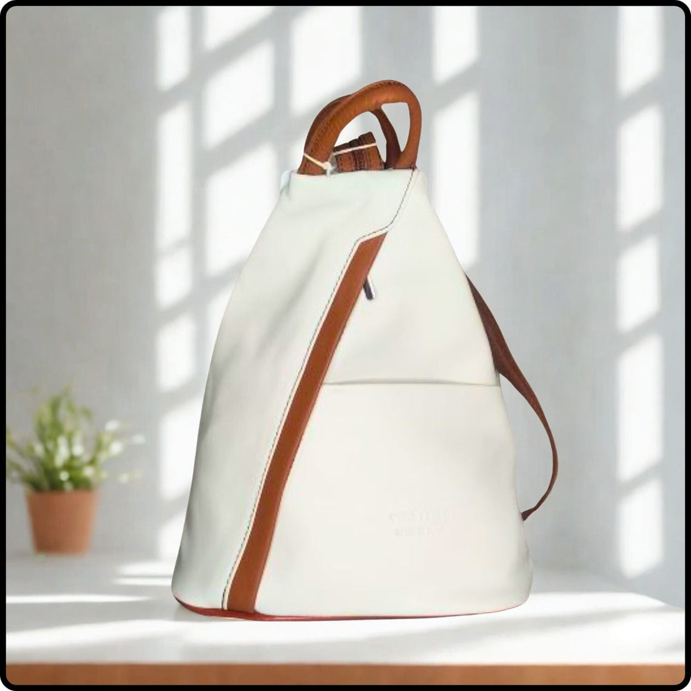 Large Soft Leather Backpack - VPR244-BEIGE/TAN