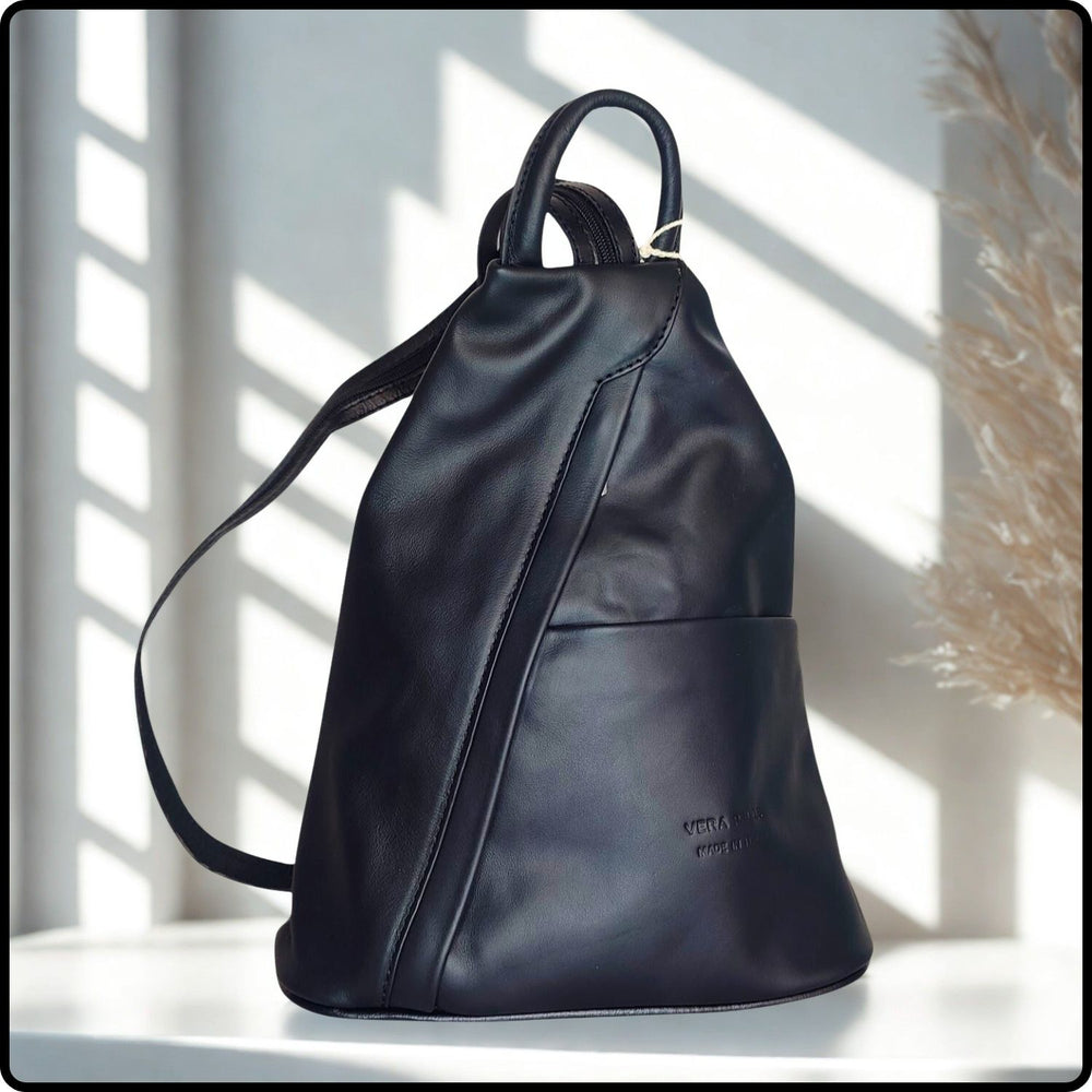 Large Soft Leather Backpack - VPR244-BLACK