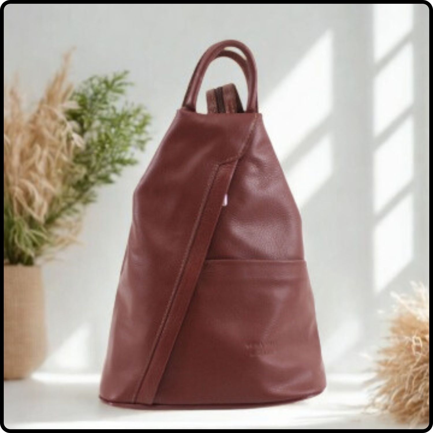 Large Soft Leather Backpack - VPR244-BROWN