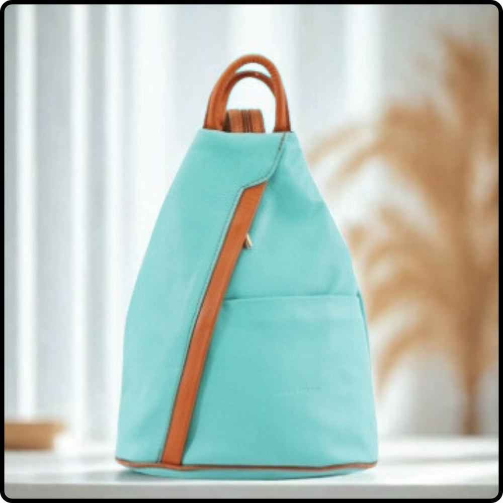 Large Soft Leather Backpack - VPR244-TURQUOISE