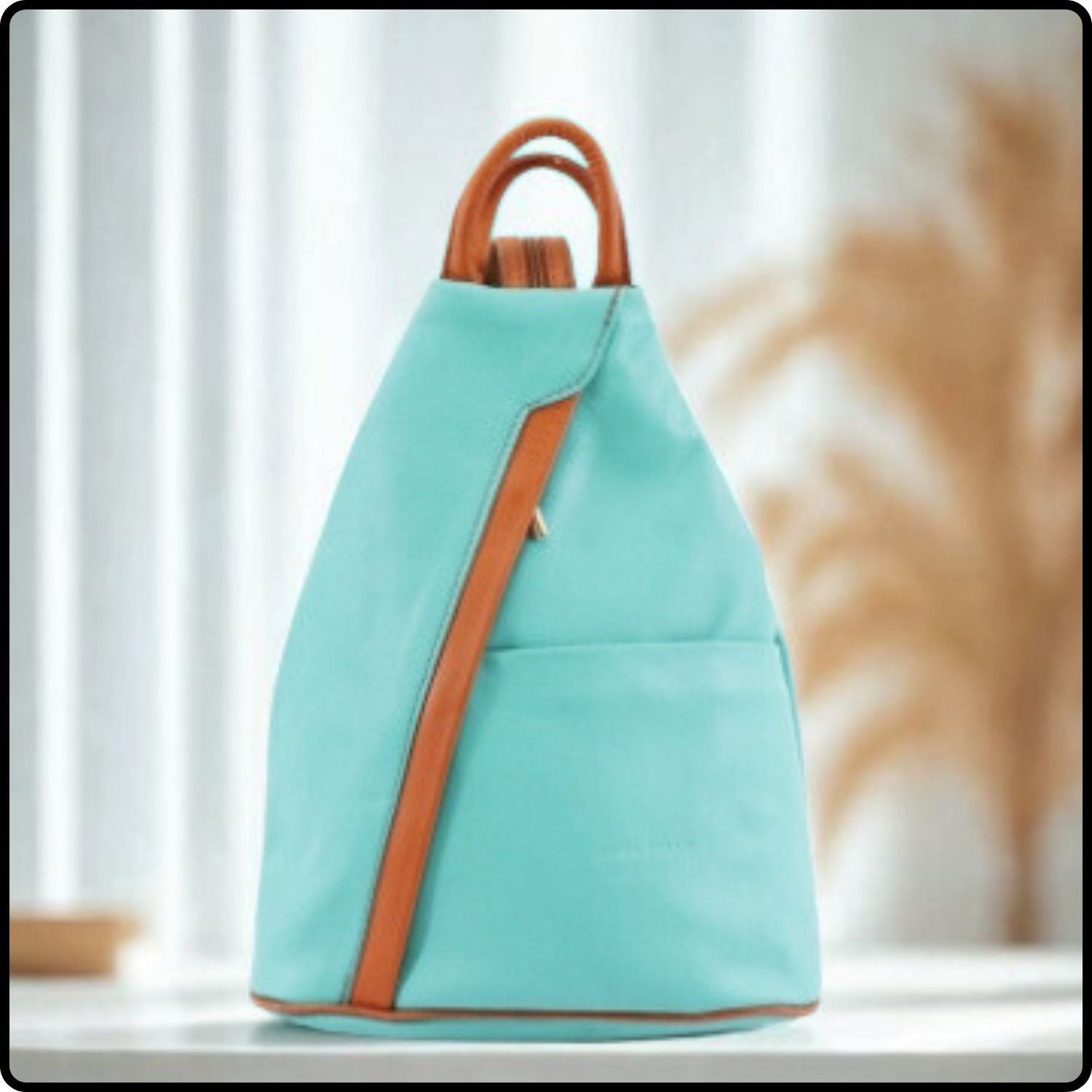 Large Soft Leather Backpack - VPR244-TURQUOISE