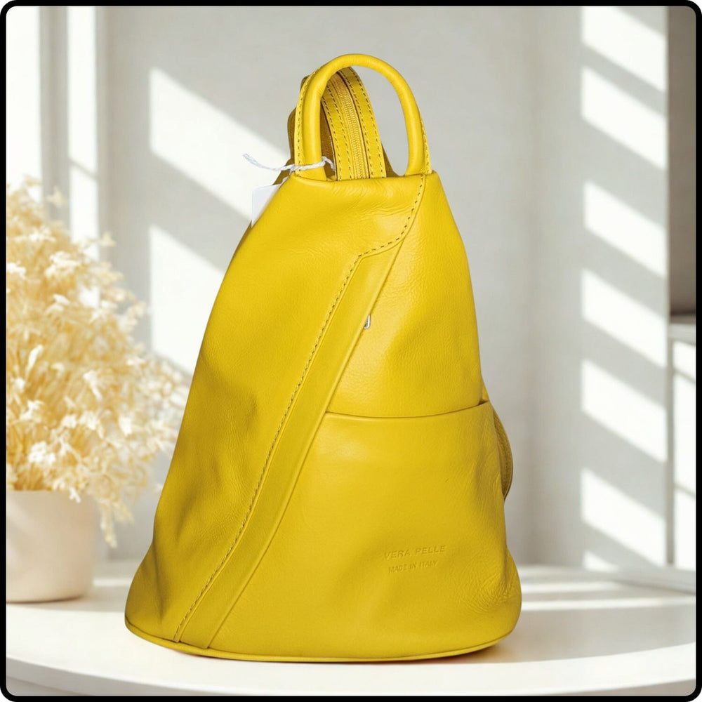 Large Soft Leather Backpack - VPR244-YELLOW
