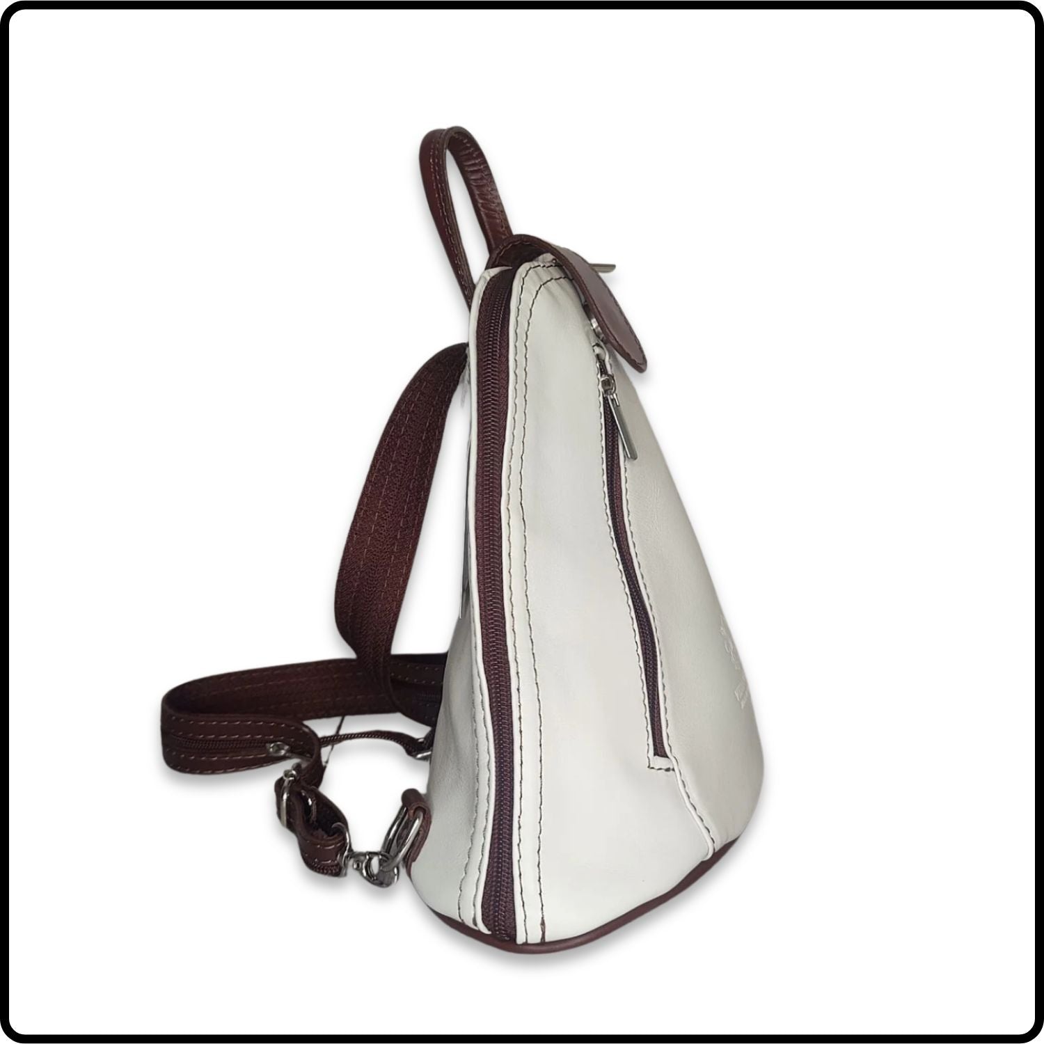 Small Soft Leather Backpack - VPB14-BEIGE/BROWN