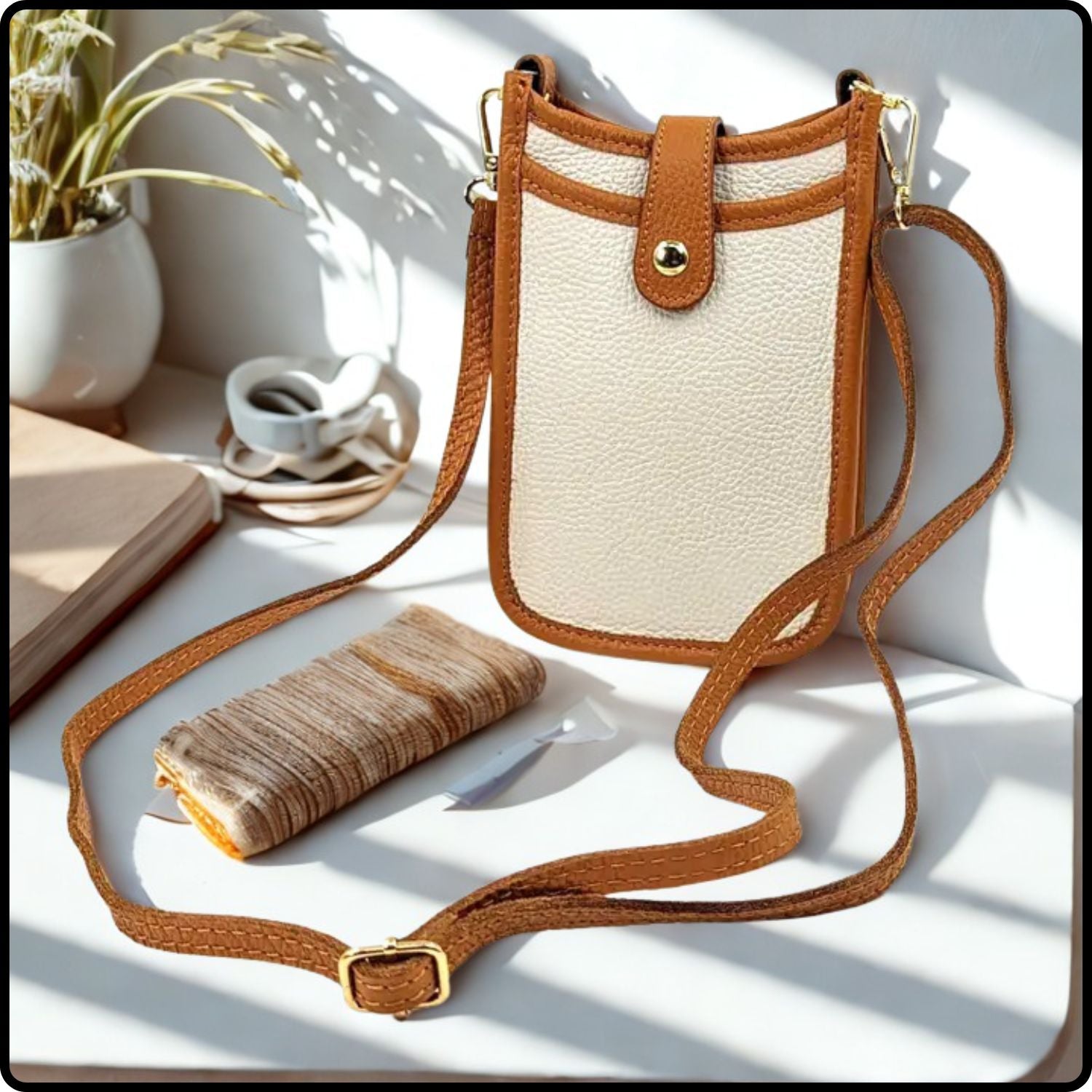 Two-Tone Cross-Body Bag-TT-BEIGE