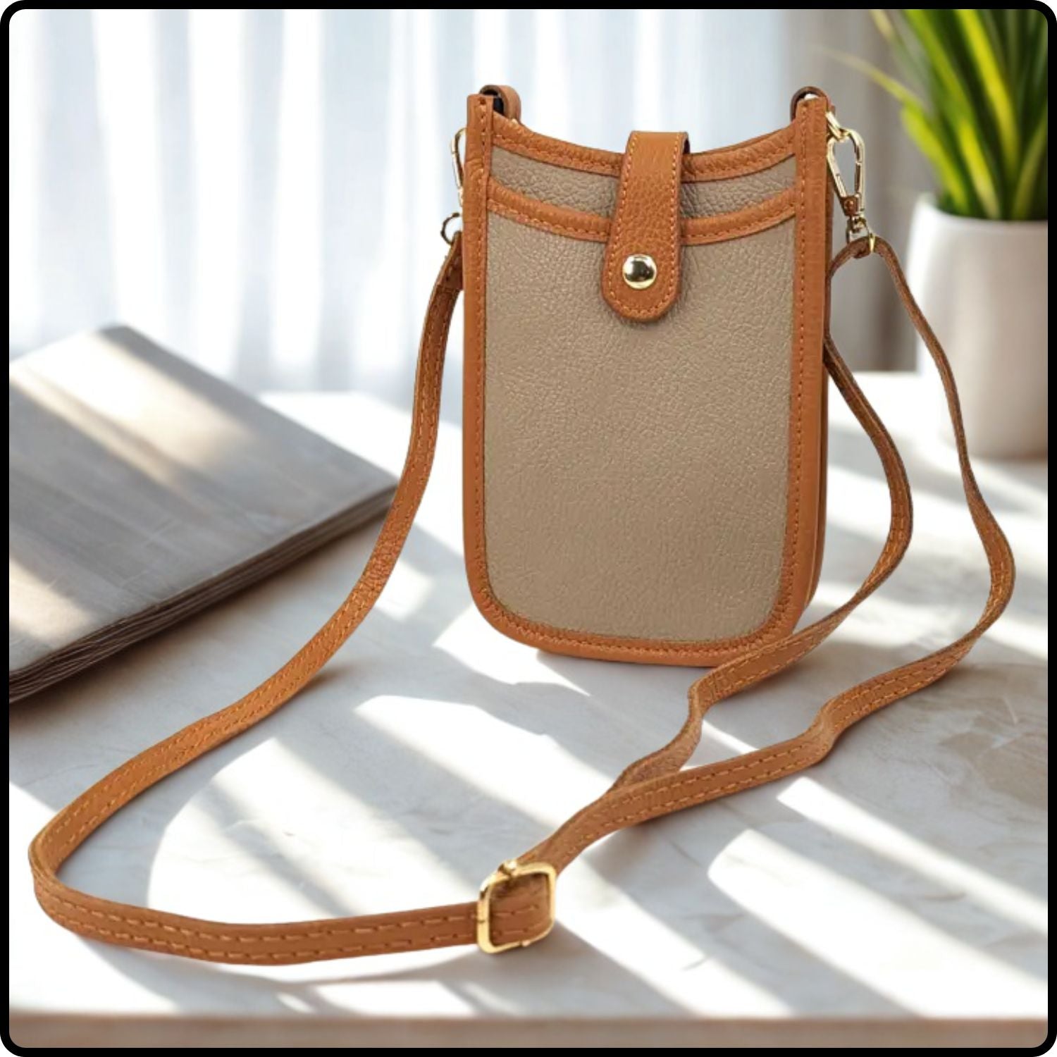 Two-Tone Cross-Body Bag-TT-TAN