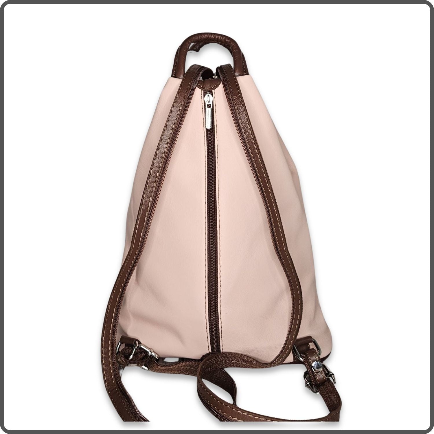 Large Soft Leather Backpack - VPR244-PINK/BROWN