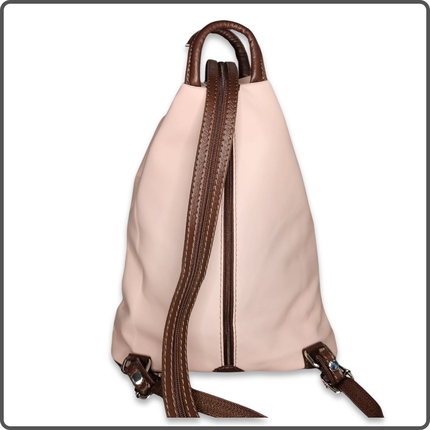 Large Soft Leather Backpack - VPR244-PINK/BROWN