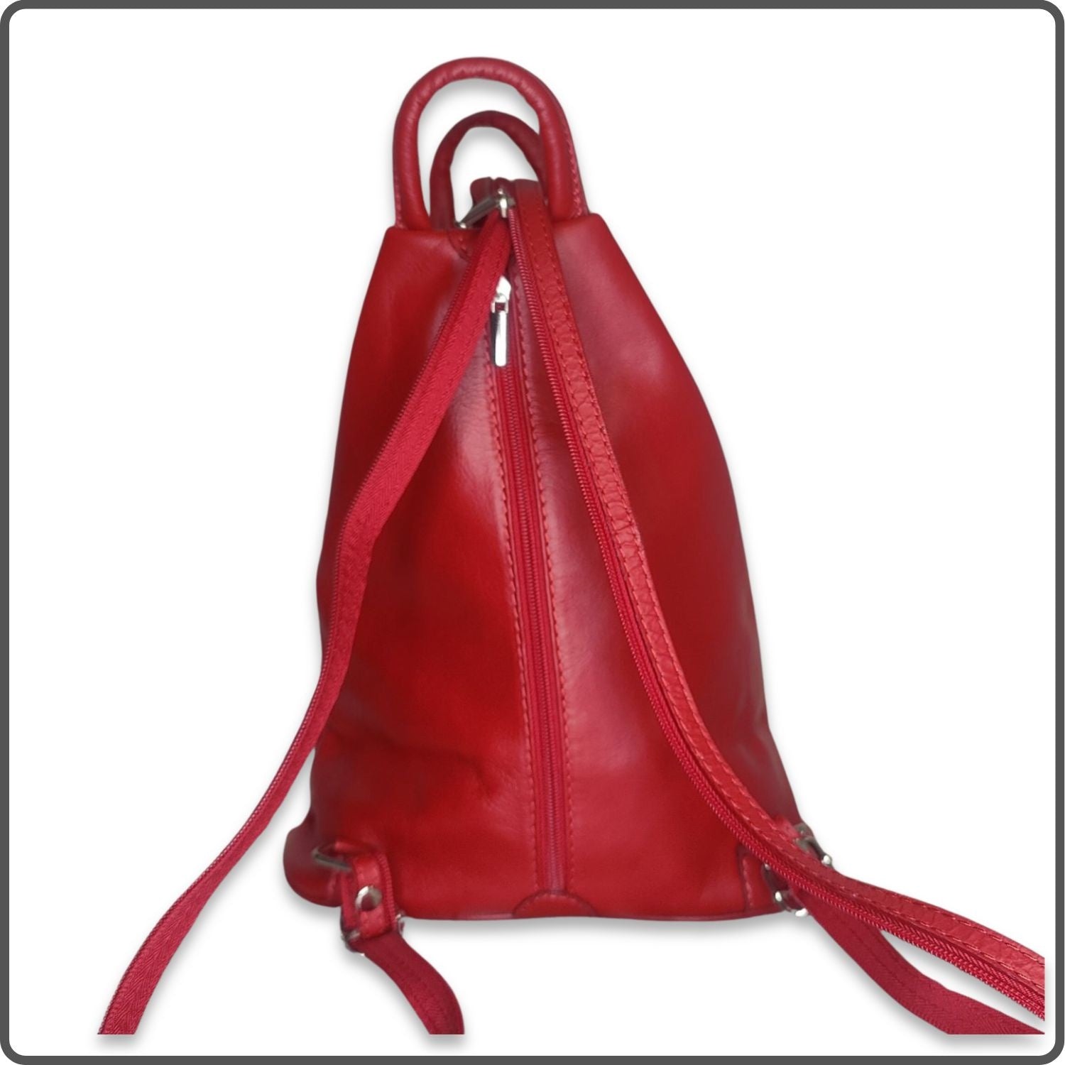 Large Soft Leather Backpack - VPR244-RED