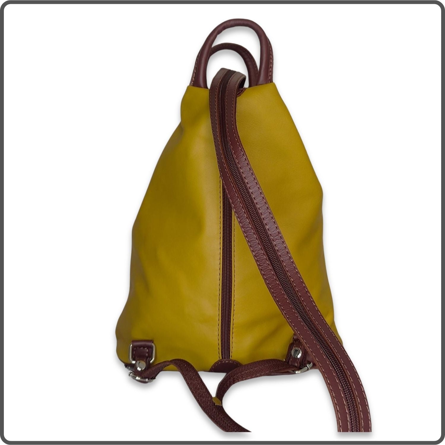 Large Soft Leather Backpack - VPR244-YELLOW/BROWN