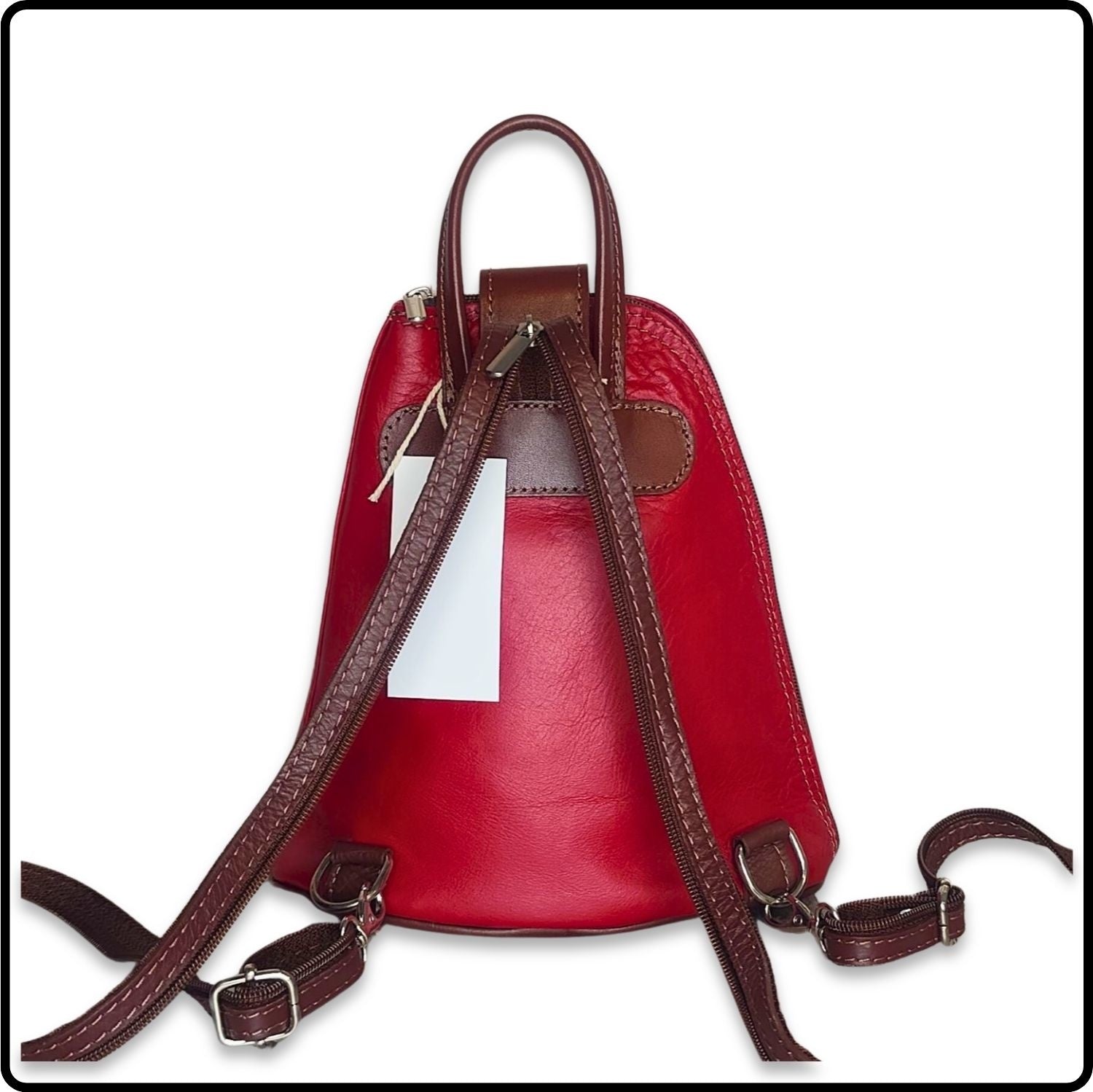 Small Soft Leather Backpack - VPB14-RED/BROWN