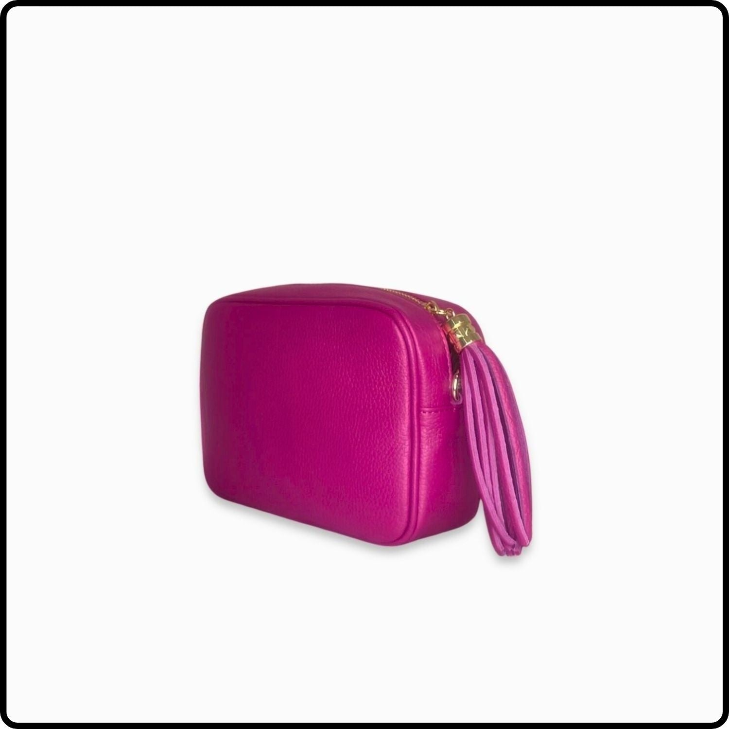 Leather Cross Body Bag Tassel- PS233-FUCHSIA