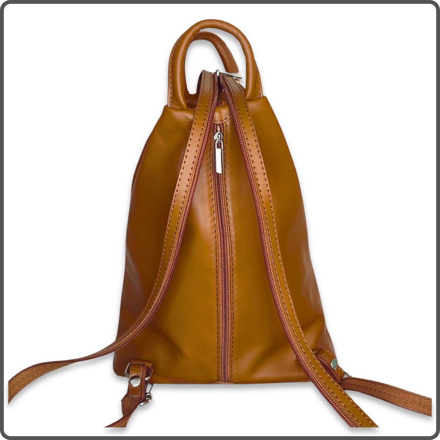 Large Soft Leather Backpack - VPR244-CAMEL