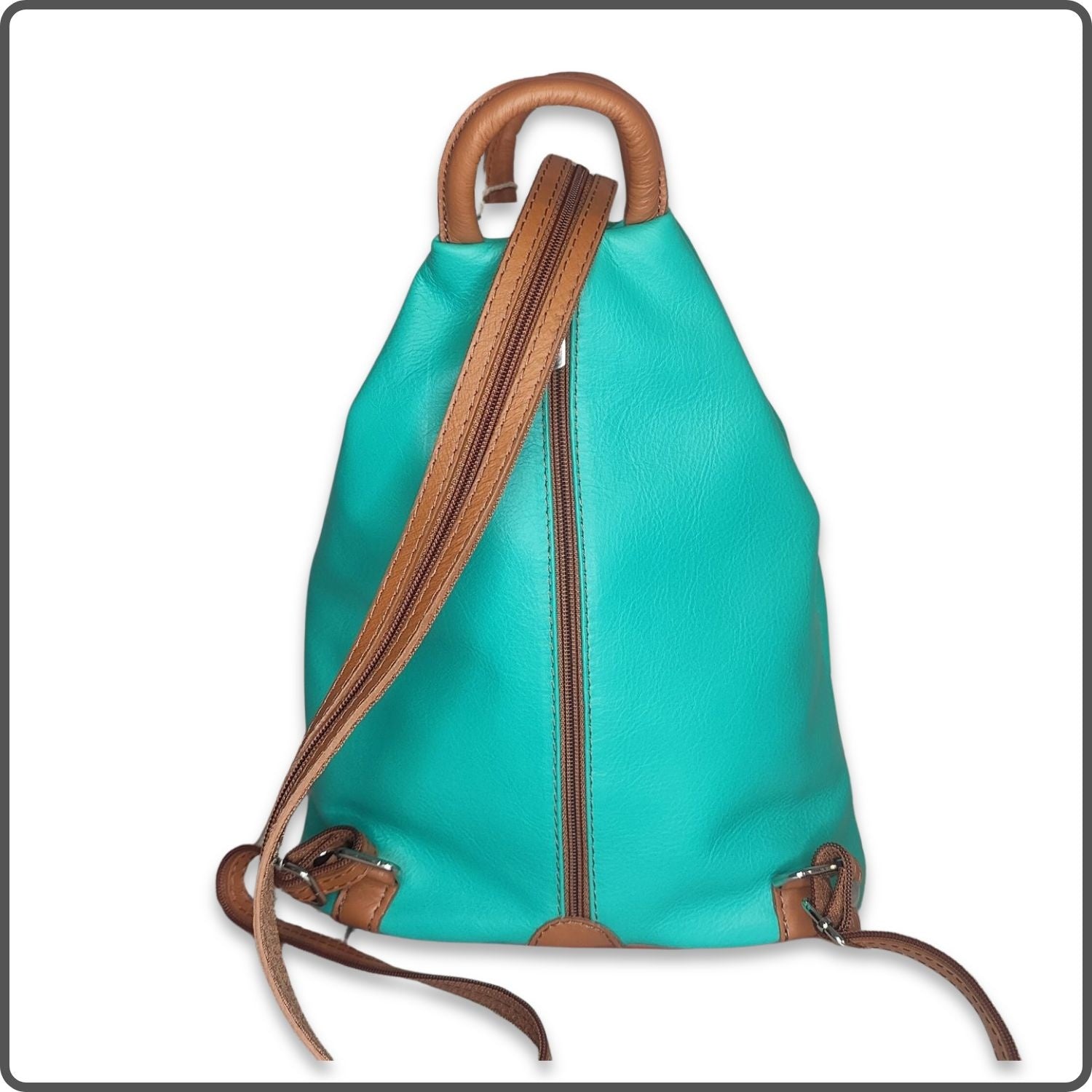 Large Soft Leather Backpack - VPR244-TURQUOISE