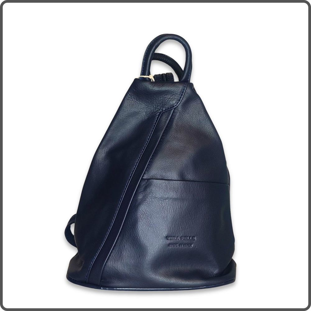 Large Soft Leather Backpack - VPR244-NAVY