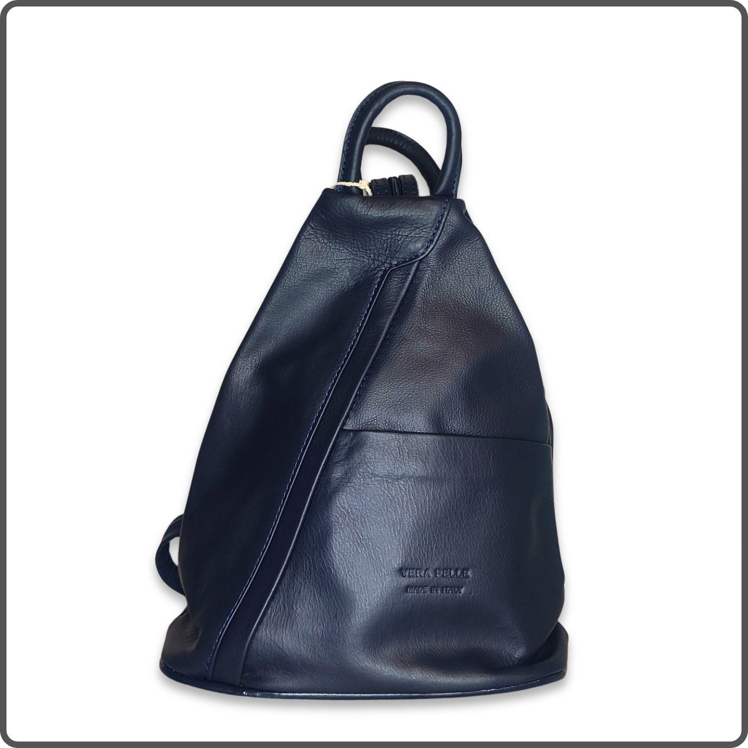 Large Soft Leather Backpack - VPR244-NAVY