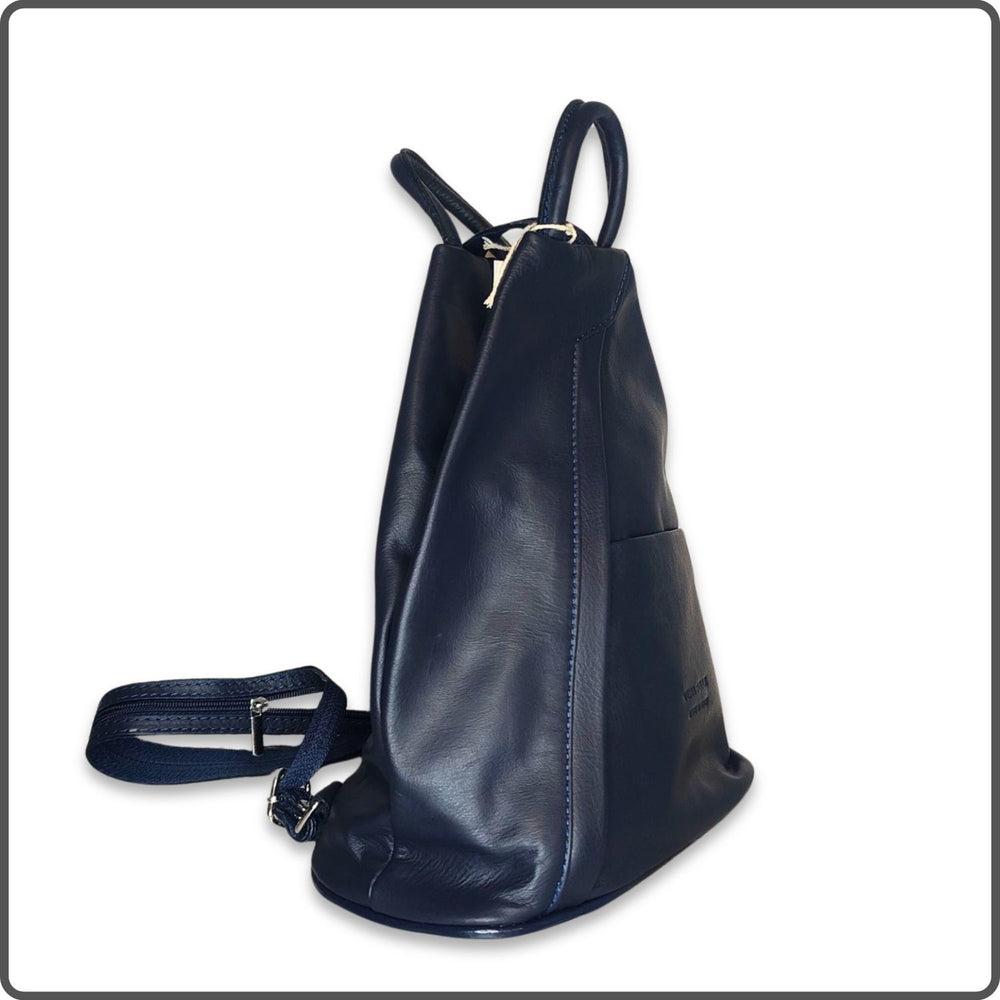 Large Soft Leather Backpack - VPR244-NAVY