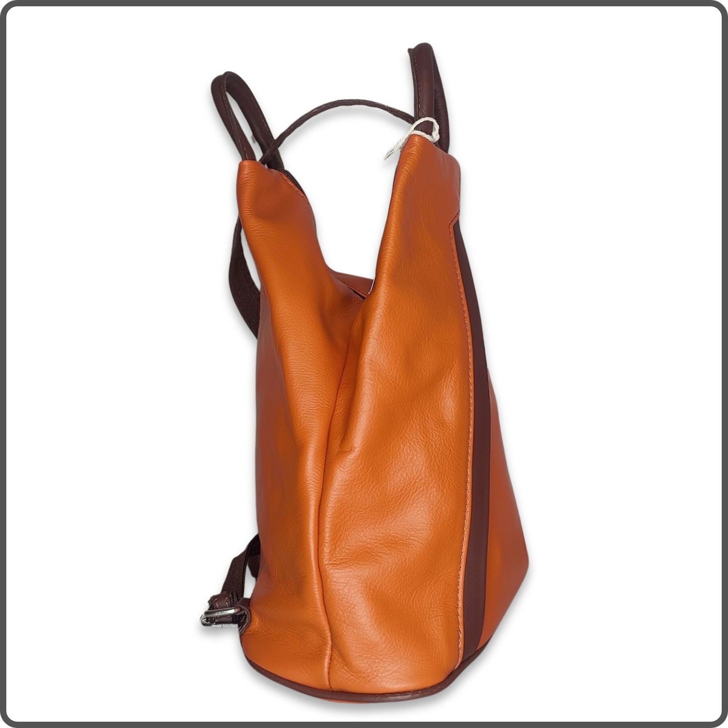 Large Soft Leather Backpack - VPR244-ORANGE/BROWN