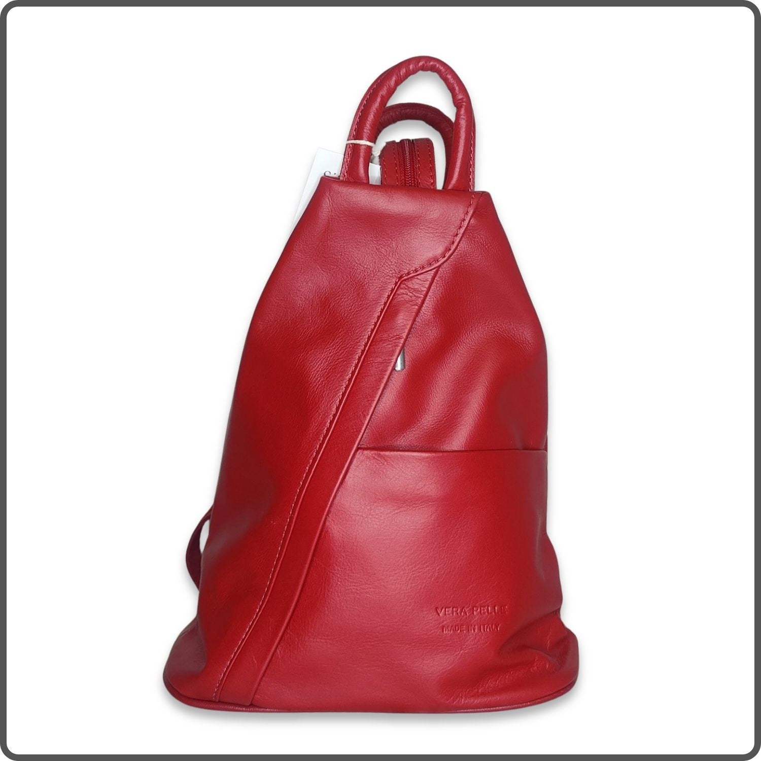 Large Soft Leather Backpack - VPR244-RED