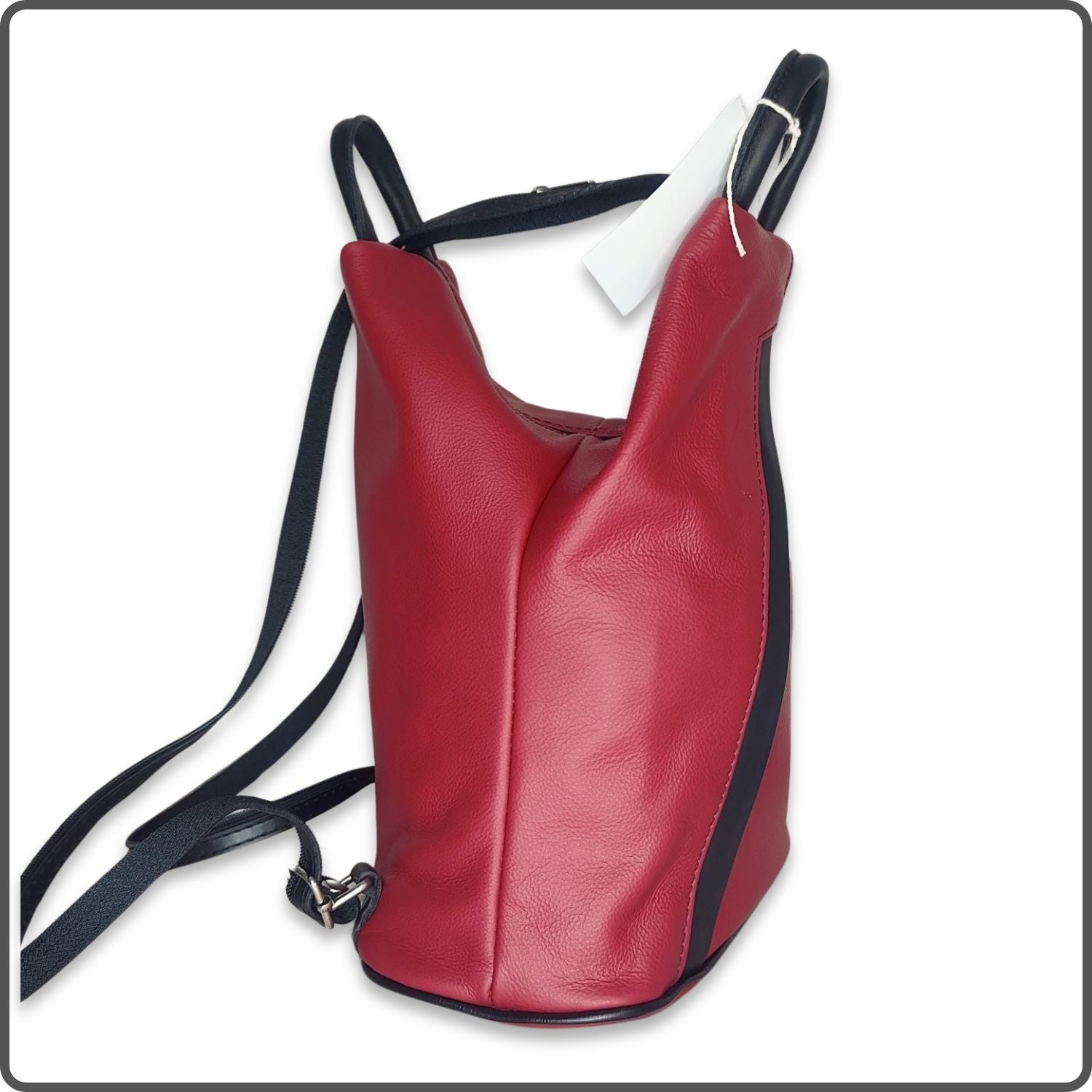 Large Soft Leather Backpack - VPR244-RED/BLACK