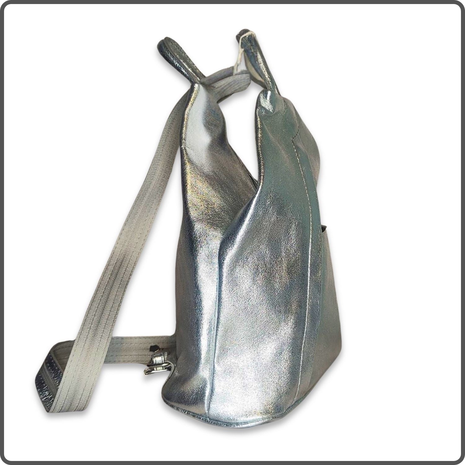 Large Soft Leather Backpack - VPR244-SILVER