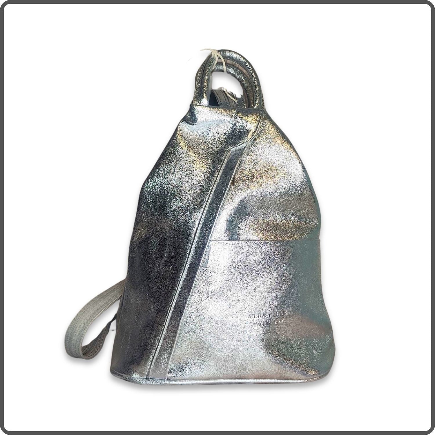 Large Soft Leather Backpack - VPR244-SILVER